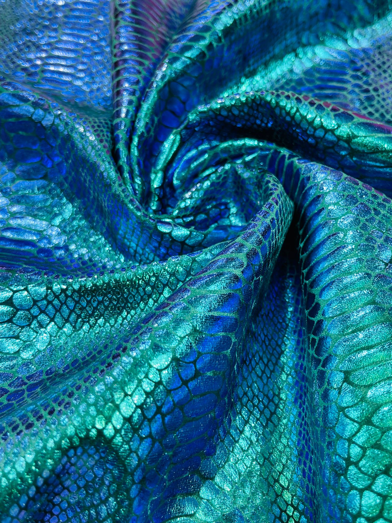 Illusion foil Snake design on a stretch velvet fabric-Sold by the yard