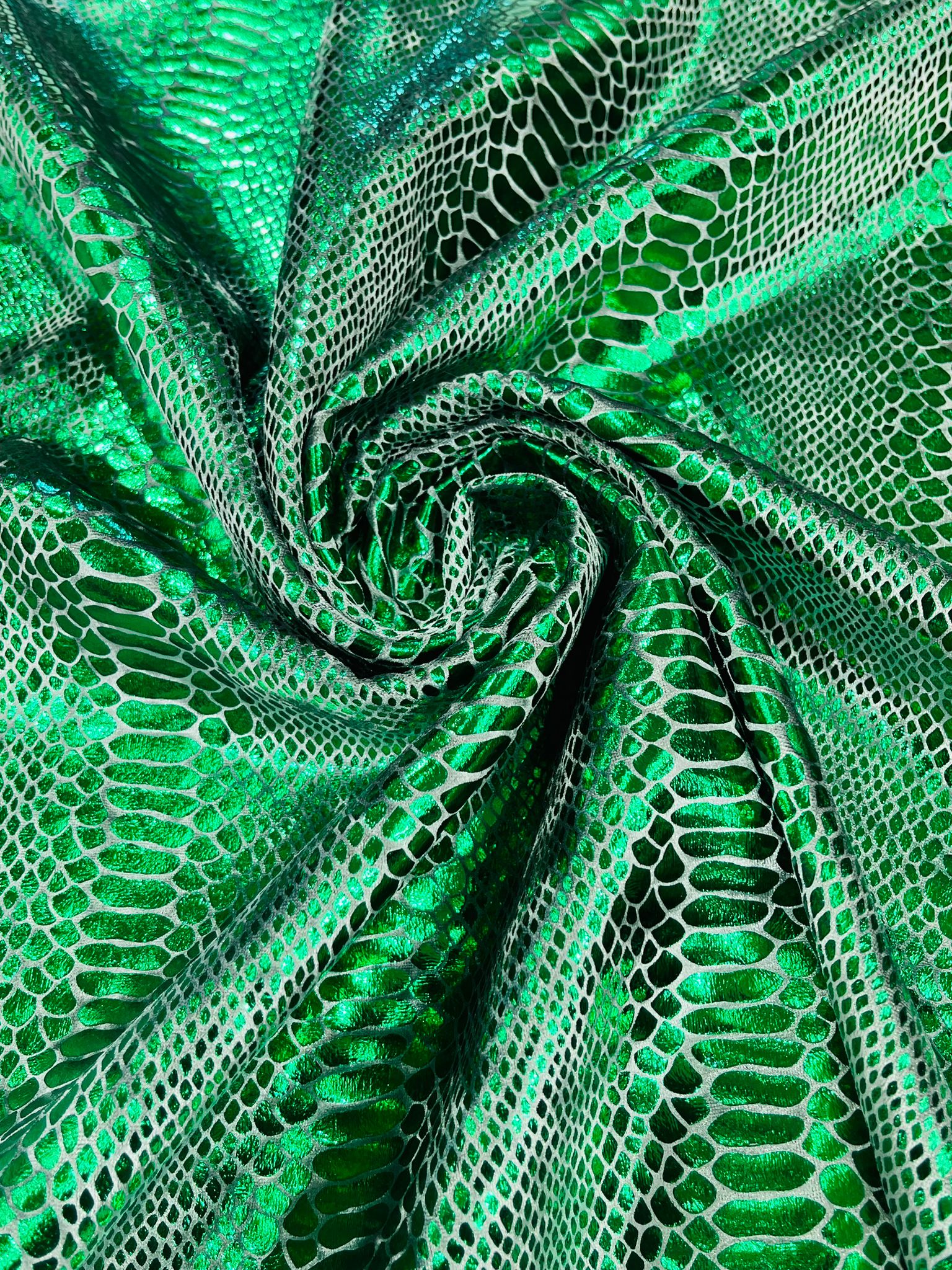 Illusion foil Snake design on a stretch velvet fabric-Sold by the yard