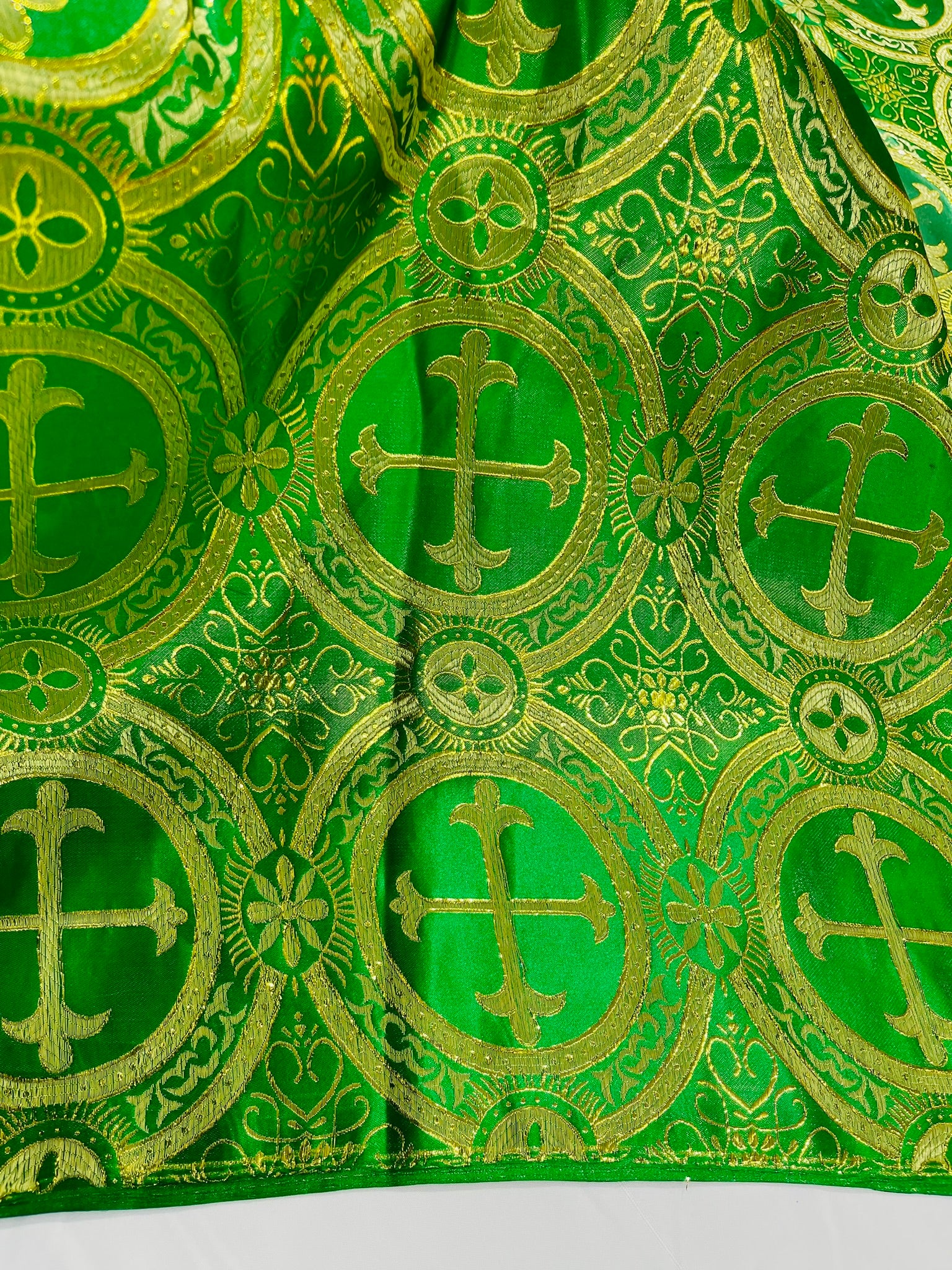 Metallic Cross Brocade Jacquard Satin/Religious Brocade/58 Inches Wide/Liturgical Fabric/Church/Vestment