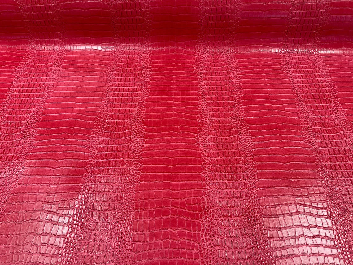 Faux Crocodile Skin Vinyl Fabric - Hot Pink - High Quality Vinyl Crocodile Animal Print Fabric By Yard