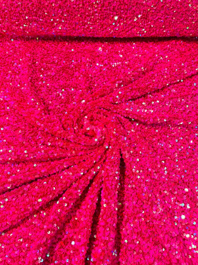 Sequin Velvet Stretch 5mm fabric 58"Wide-Prom-Nightgown fabric- Sold by the yard.