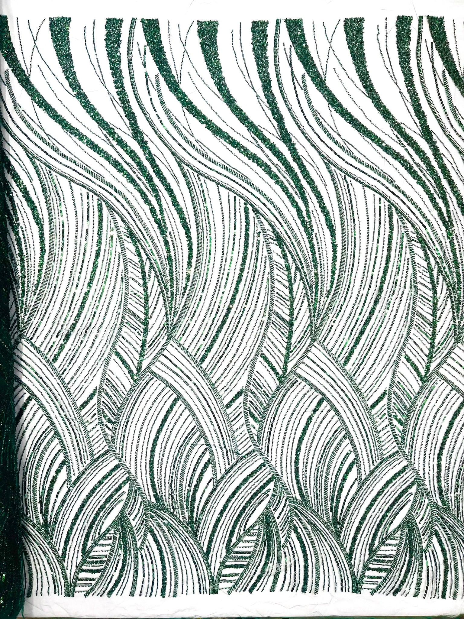 Luxury Feather Damask Beaded Lace Fabric| Prom| Wedding| By The Yard.