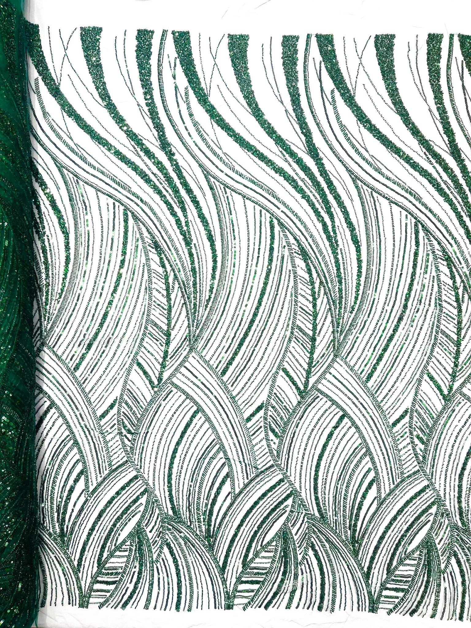 Luxury Feather Damask Beaded Lace Fabric| Prom| Wedding| By The Yard.