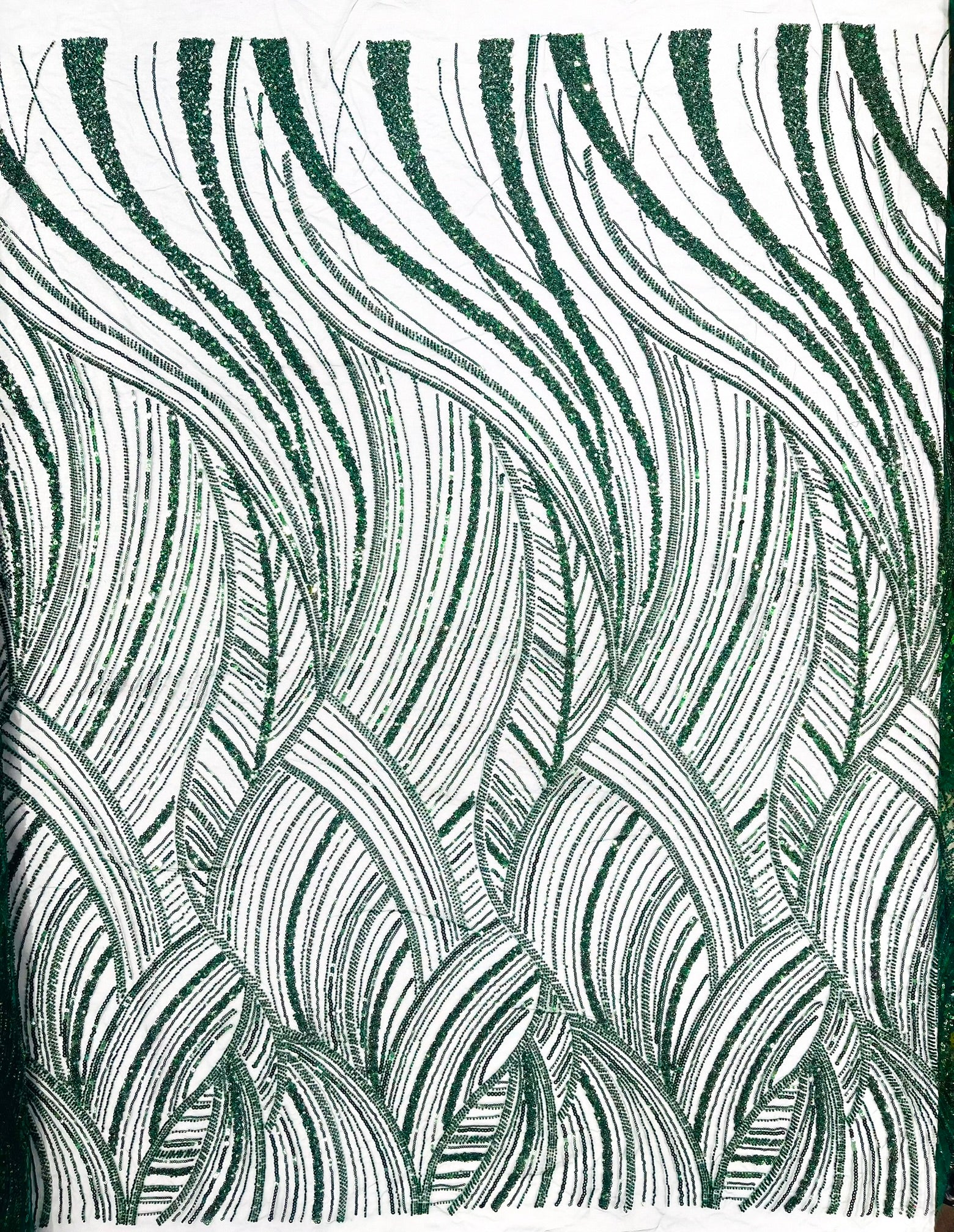 Luxury Feather Damask Beaded Lace Fabric| Prom| Wedding| By The Yard.