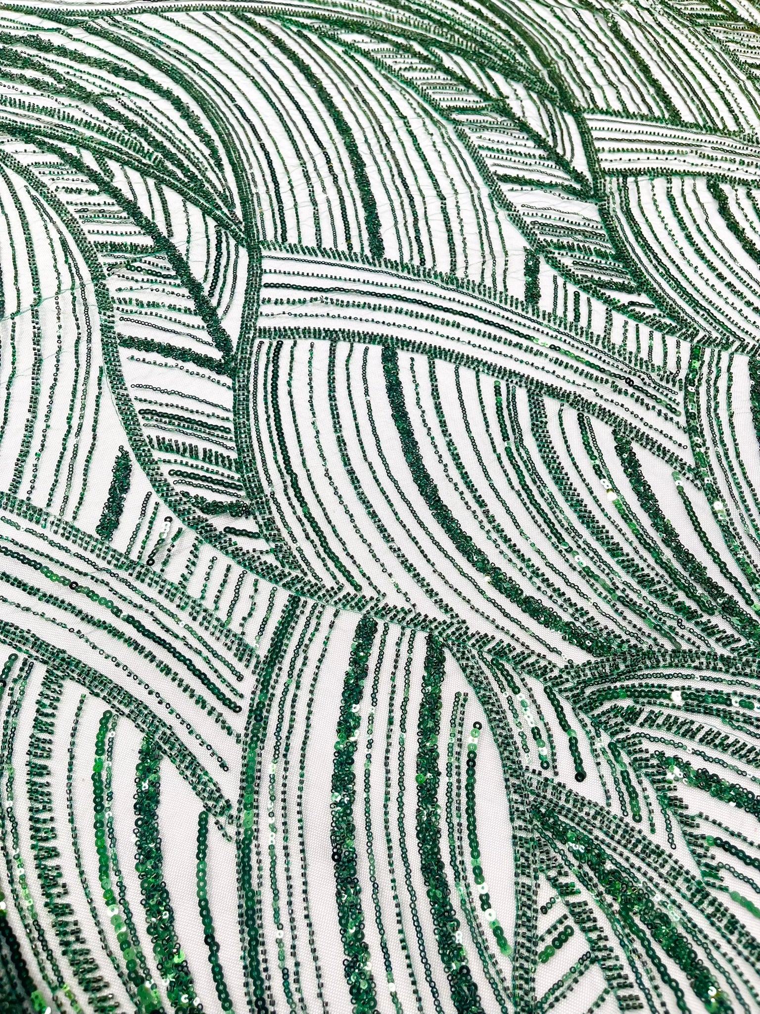Luxury Feather Damask Beaded Lace Fabric| Prom| Wedding| By The Yard.