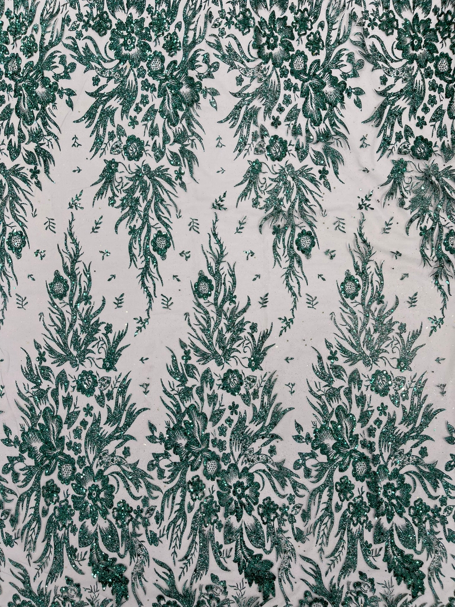 Big Glitter Damask Design On A Mesh Lace Fabric/Prom/Sold By The Yard