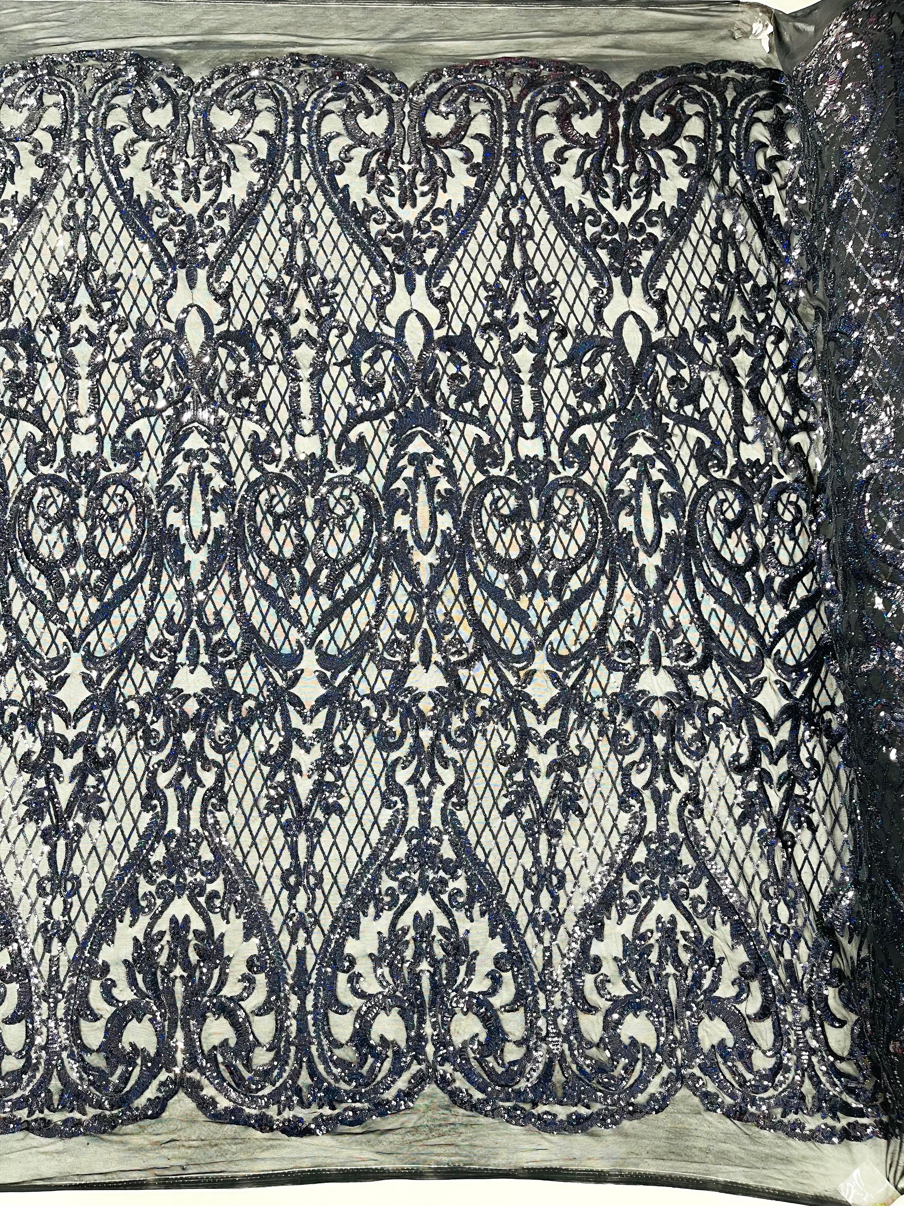 DAMASK LACE EMPIRE SEQUINS (by the yard)