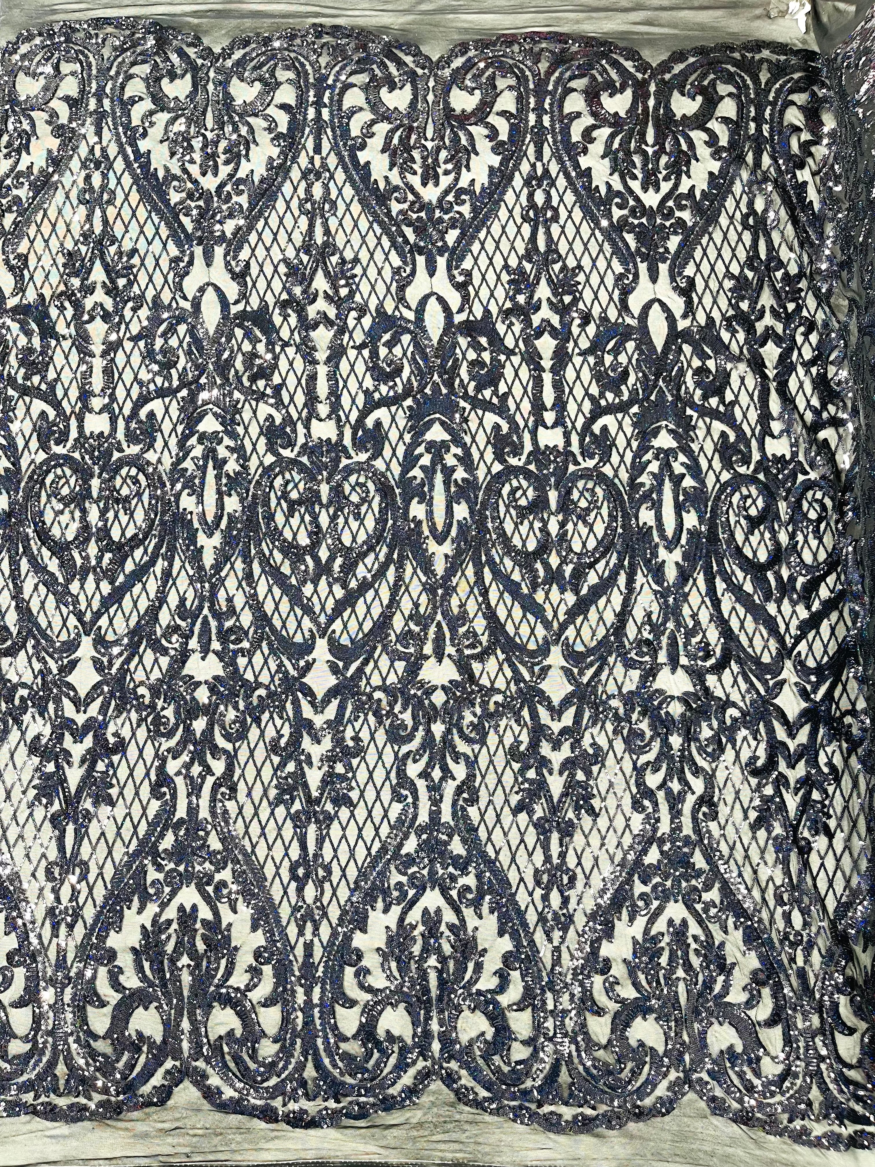 DAMASK LACE EMPIRE SEQUINS (by the yard)