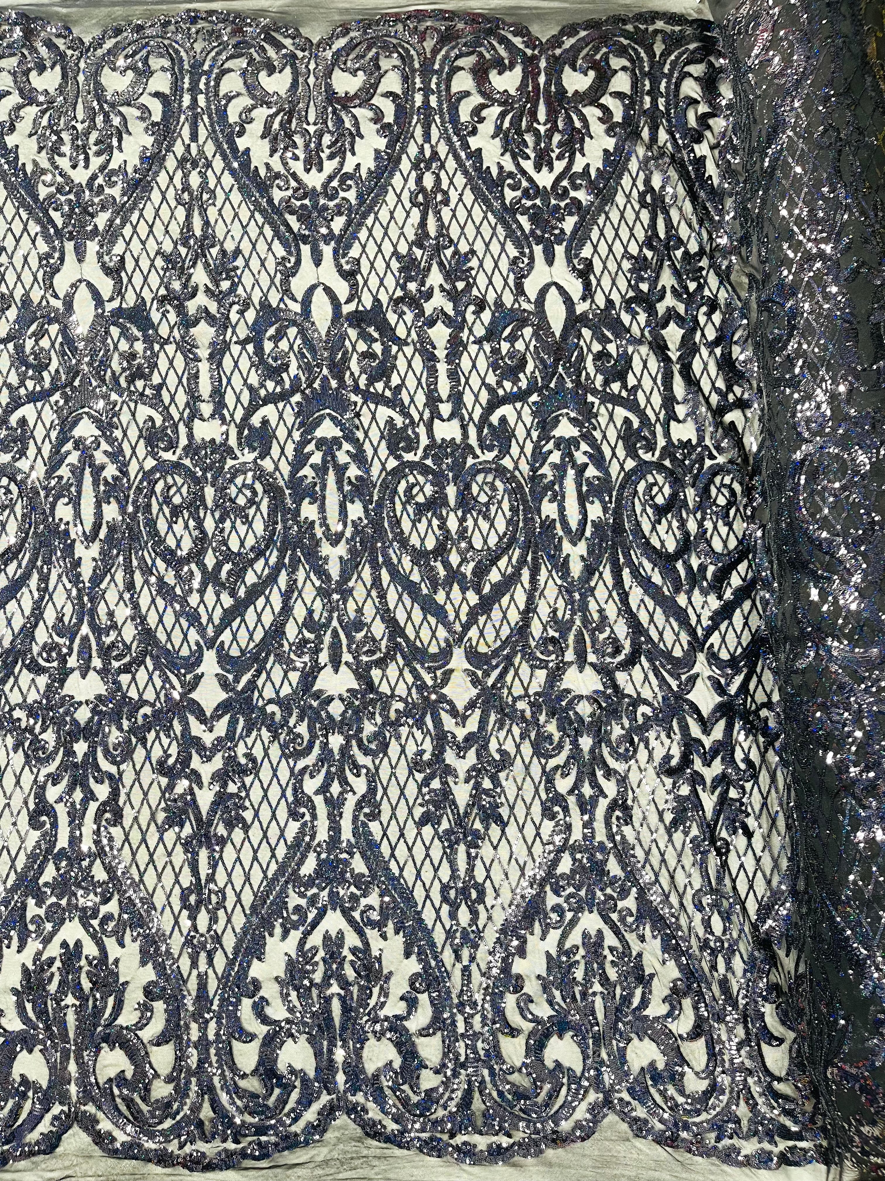 DAMASK LACE EMPIRE SEQUINS (by the yard)