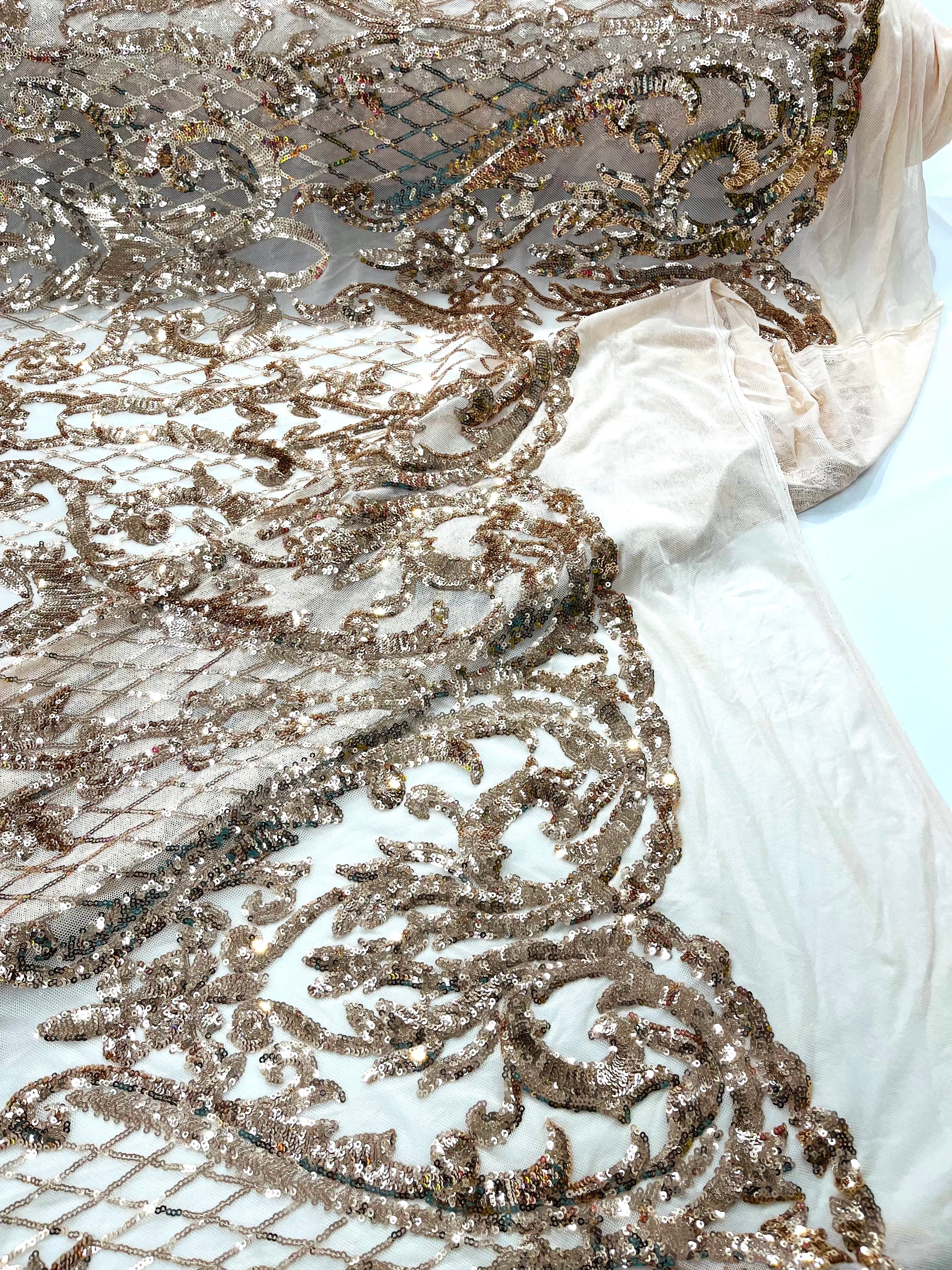 DAMASK LACE EMPIRE SEQUINS (by the yard)