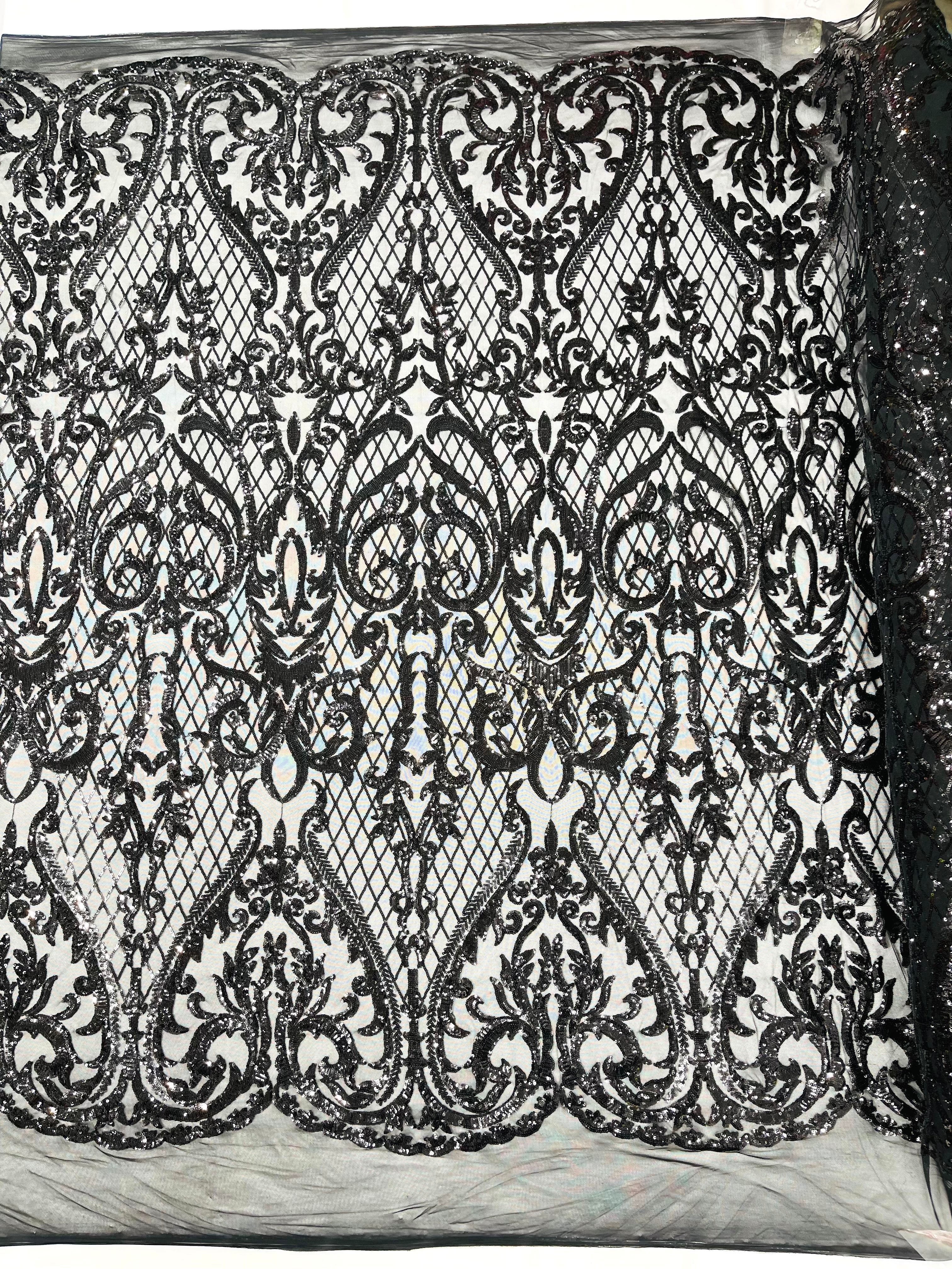 DAMASK LACE EMPIRE SEQUINS (by the yard)