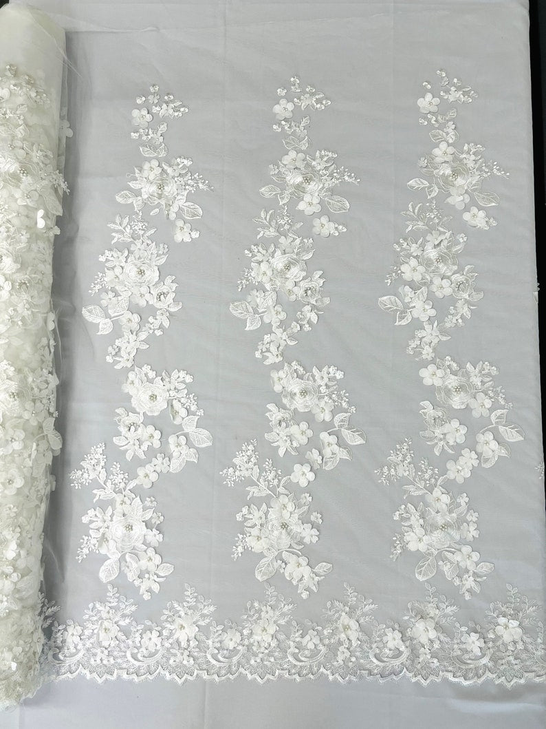 3D FLOWER PANELS LACE (by the yard)