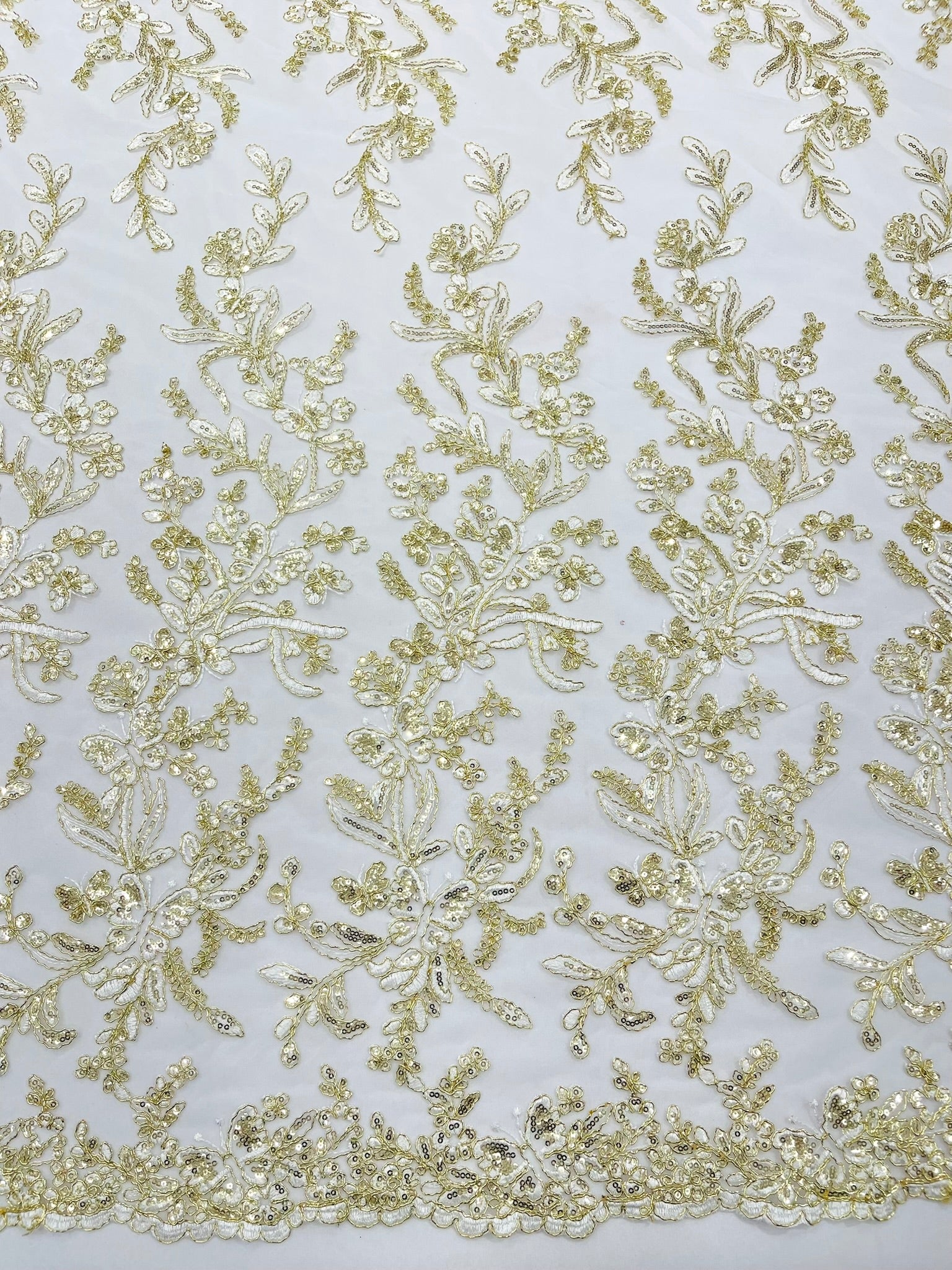 Corded Lace with Butterfly Embroidery and Sequin on Mesh 54" Wide | VIP Textile Inc.