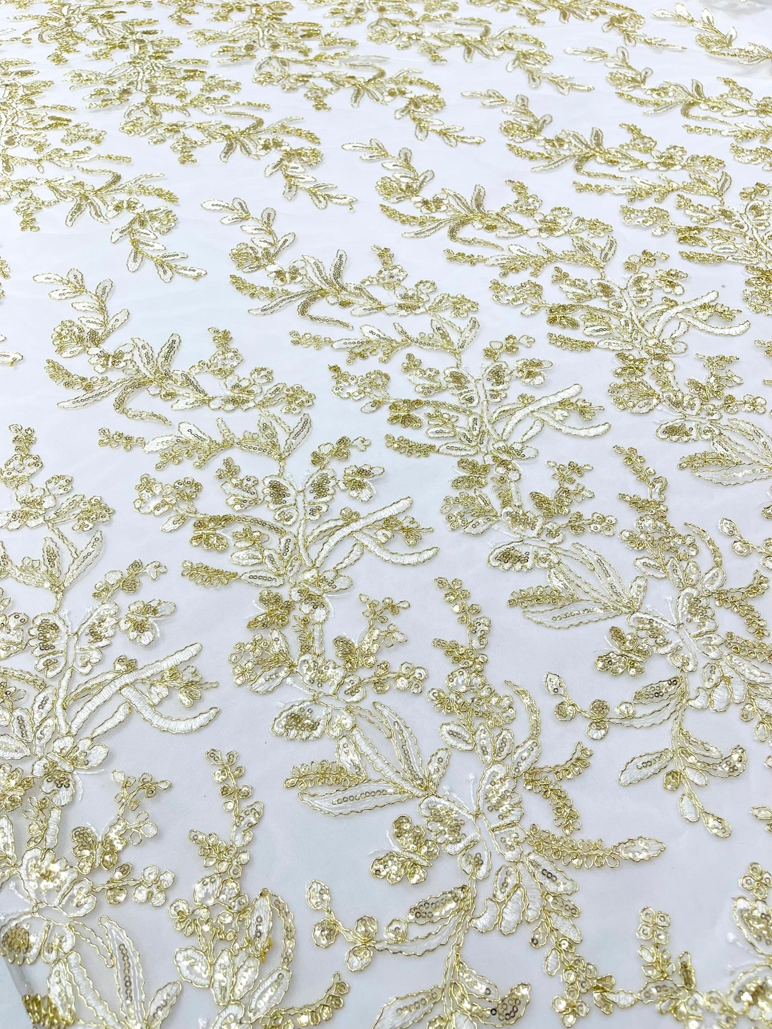 Corded Lace with Butterfly Embroidery and Sequin on Mesh 54" Wide | VIP Textile Inc.
