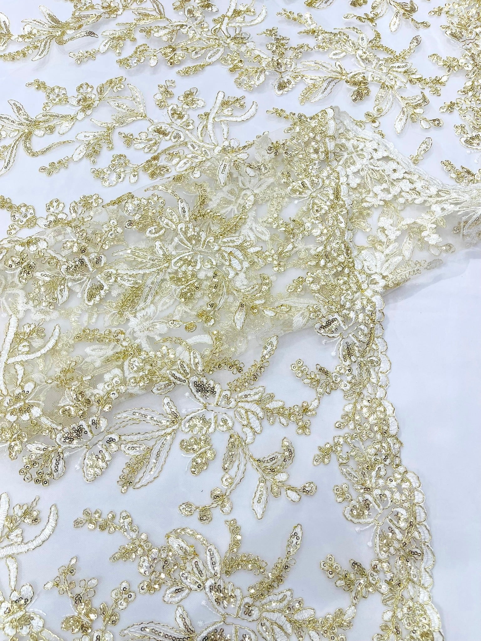 Corded Lace with Butterfly Embroidery and Sequin on Mesh 54" Wide | VIP Textile Inc.
