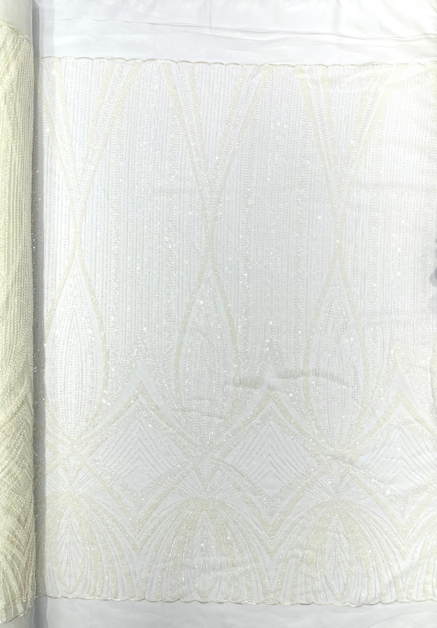 Geometric New York Fashion Beaded Lace, By The Yard.