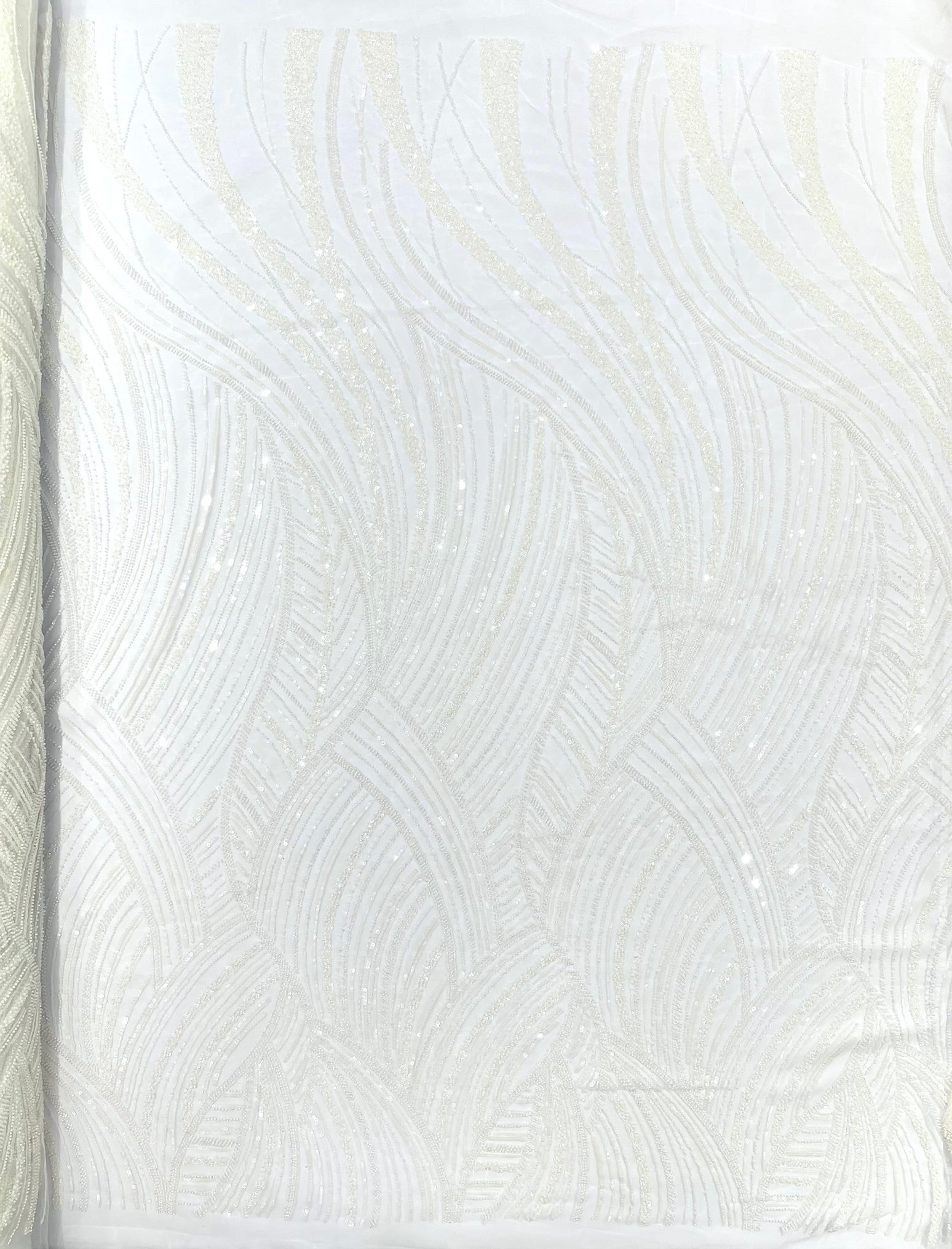 Luxury Feather Damask Beaded Lace Fabric| Prom| Wedding| By The Yard.