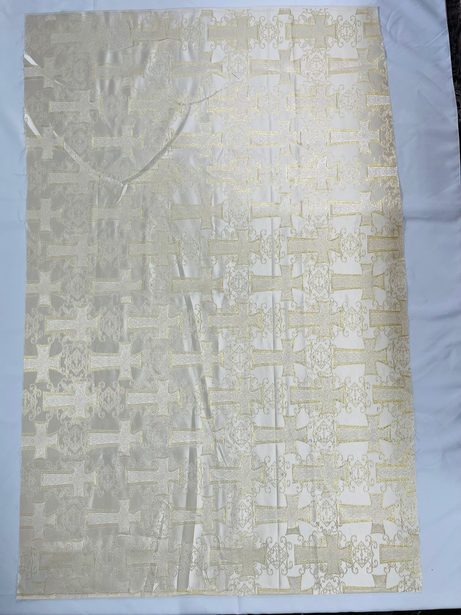 METALLIC BIG CROSS JACQUARD SATIN FABRIC (by the yard)