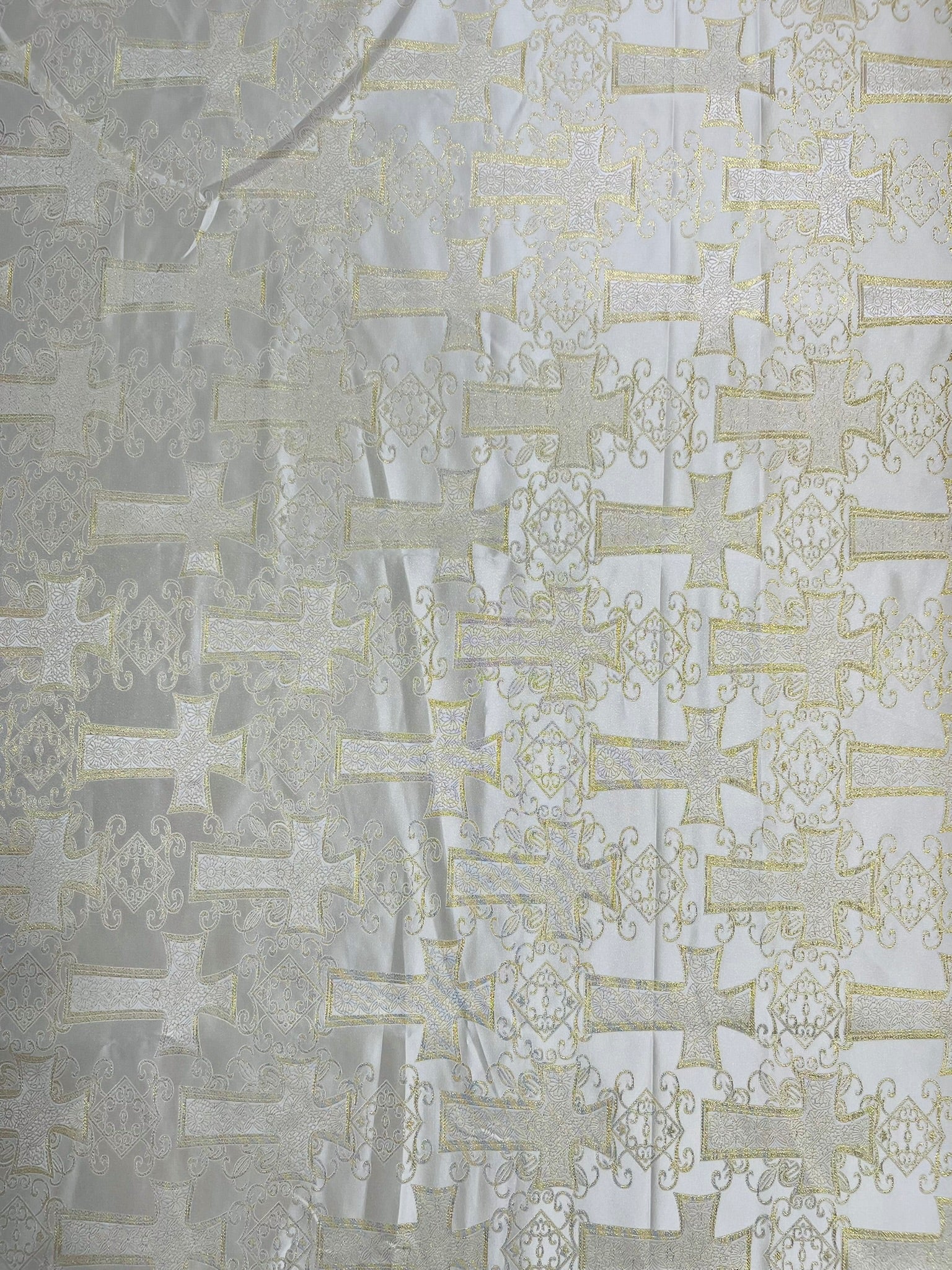 METALLIC BIG CROSS JACQUARD SATIN FABRIC (by the yard)