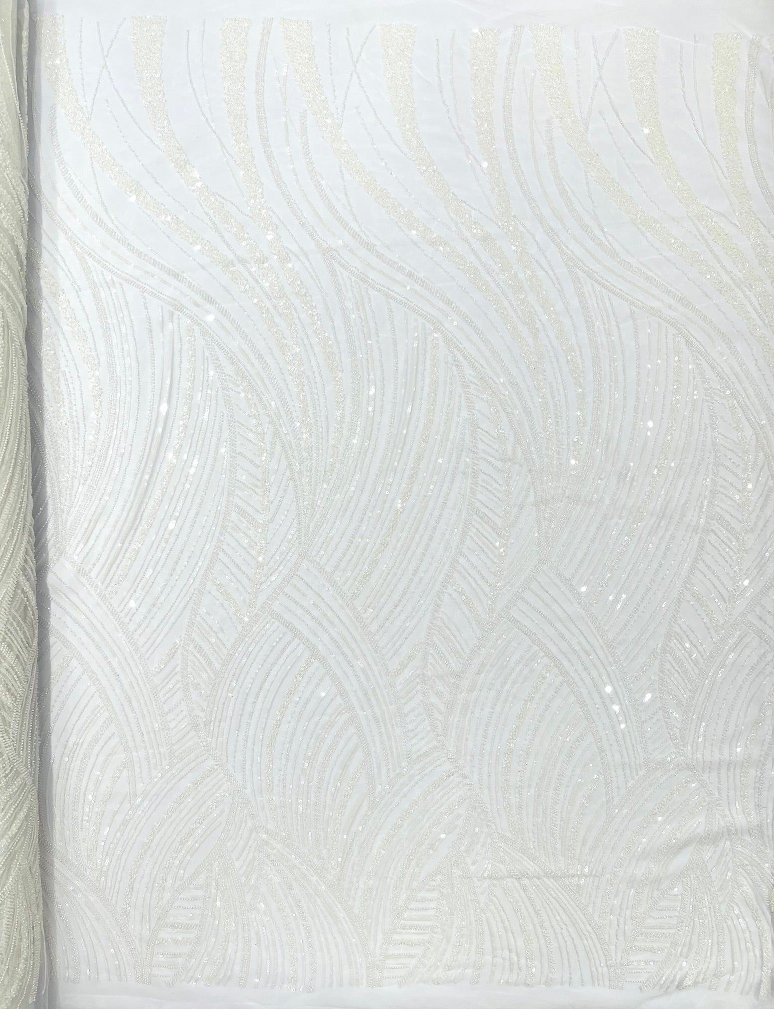 Luxury Feather Damask Beaded Lace Fabric| Prom| Wedding| By The Yard.