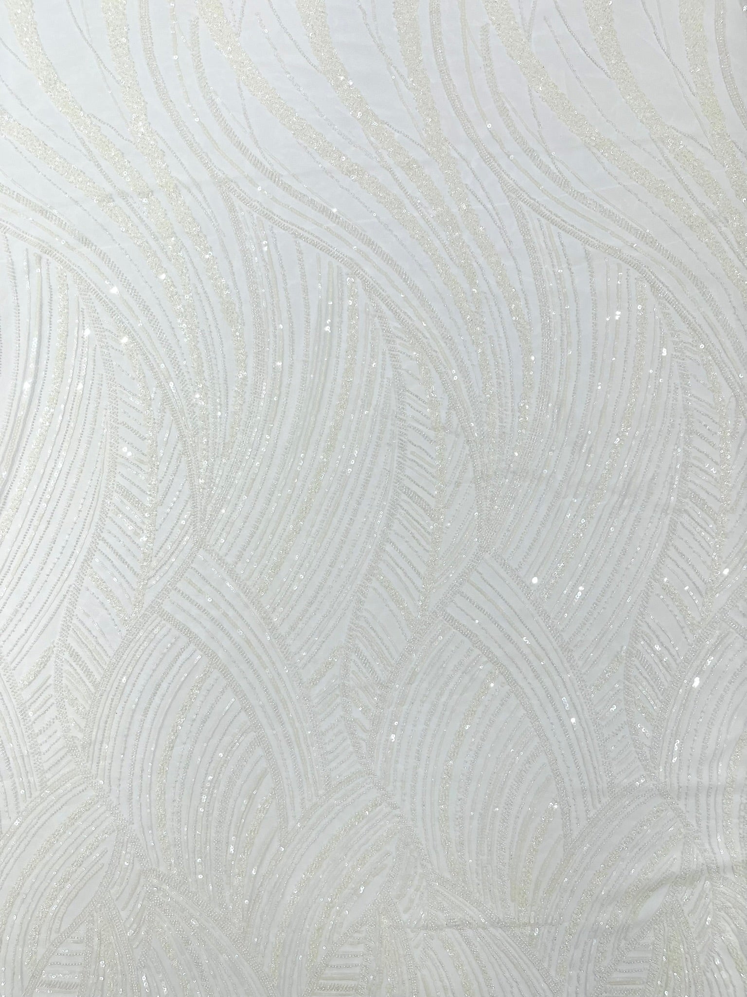 Luxury Feather Damask Beaded Lace Fabric| Prom| Wedding| By The Yard.