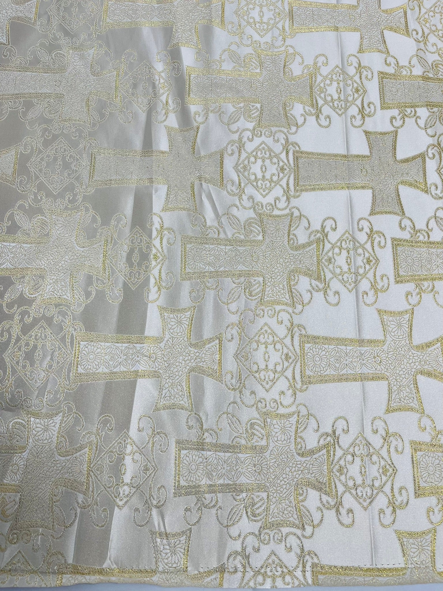 METALLIC BIG CROSS JACQUARD SATIN FABRIC (by the yard)