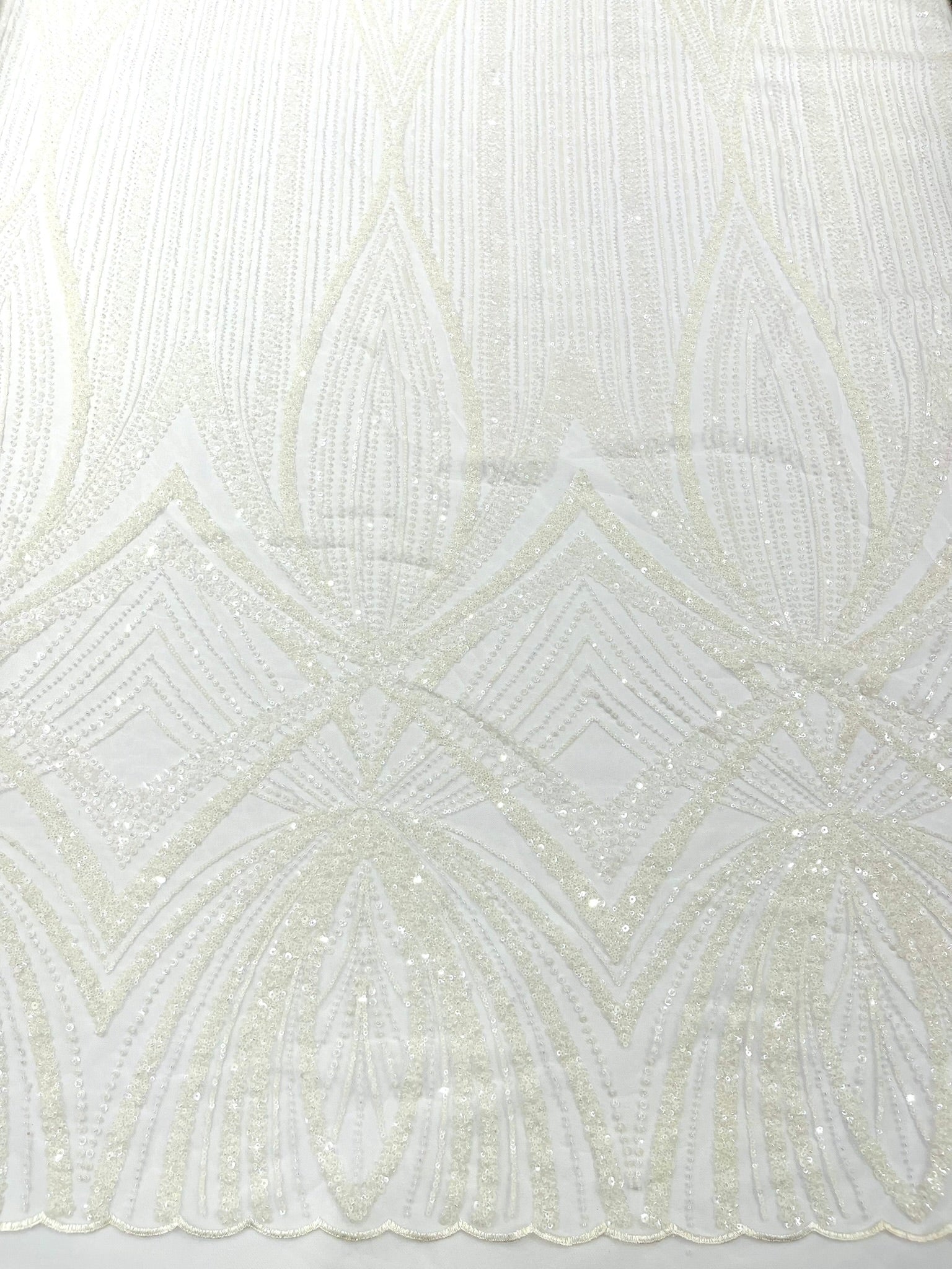 Geometric New York Fashion Beaded Lace, By The Yard.