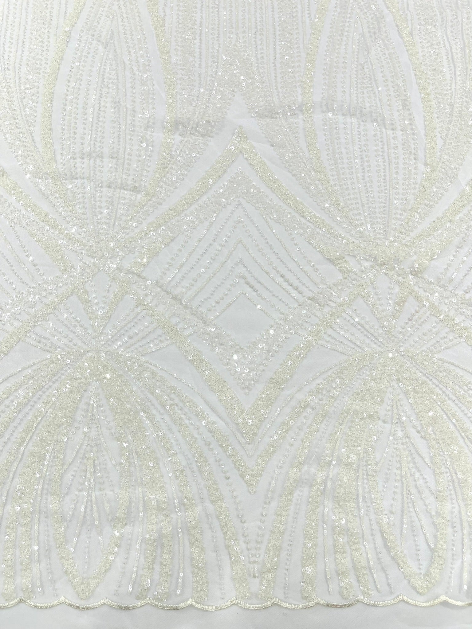 Geometric New York Fashion Beaded Lace, By The Yard.