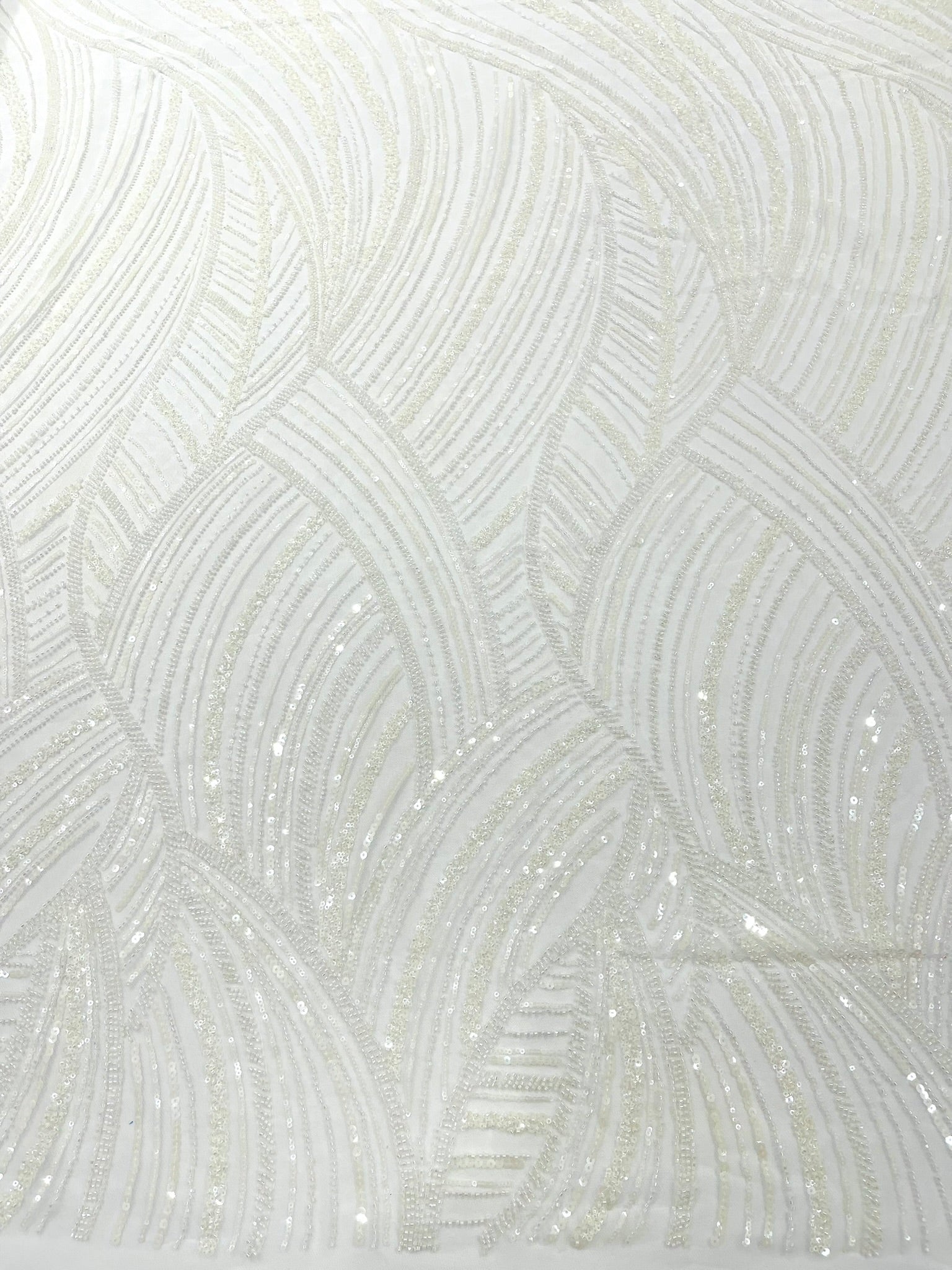 Luxury Feather Damask Beaded Lace Fabric| Prom| Wedding| By The Yard.