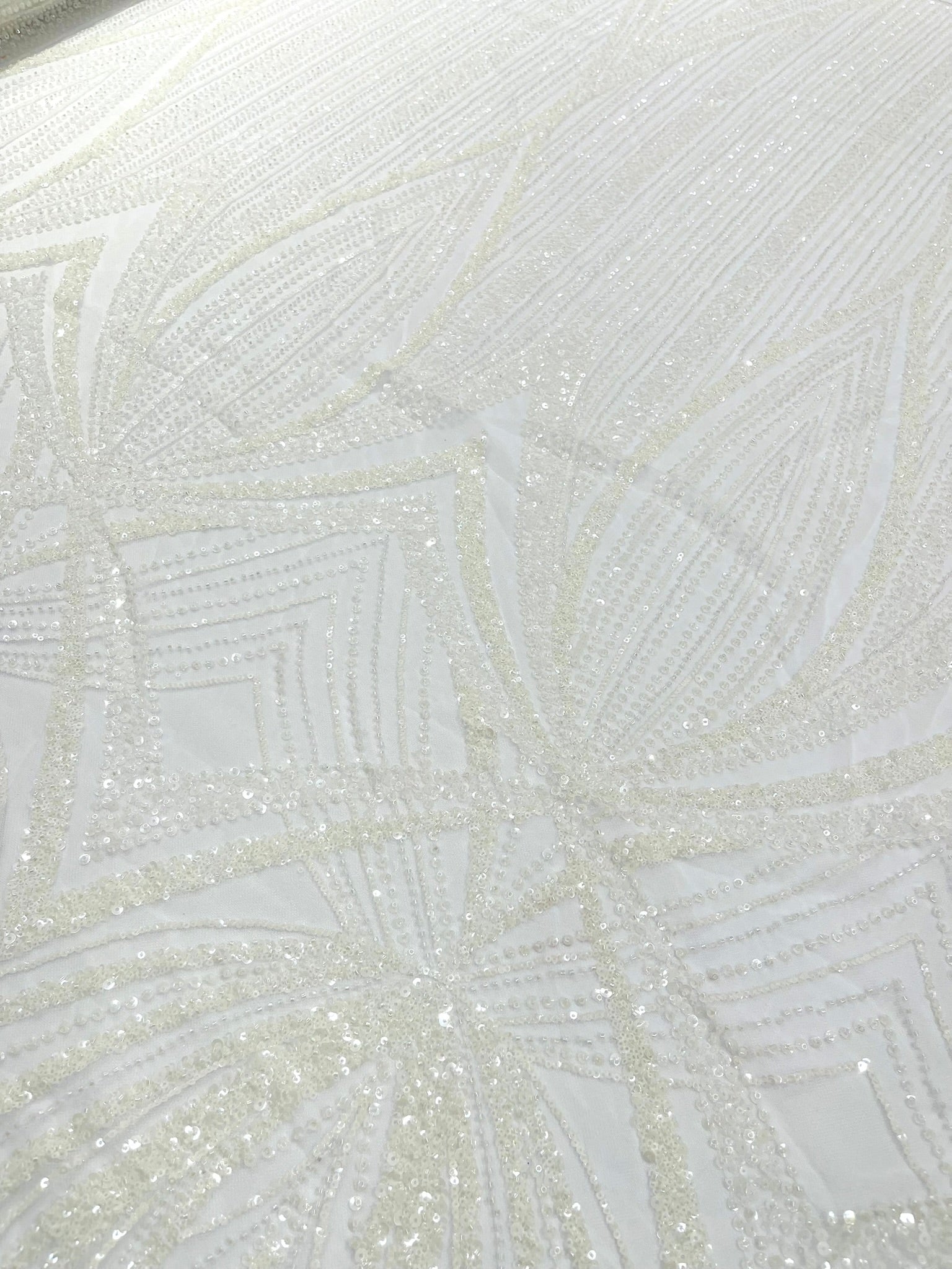 Geometric New York Fashion Beaded Lace, By The Yard.