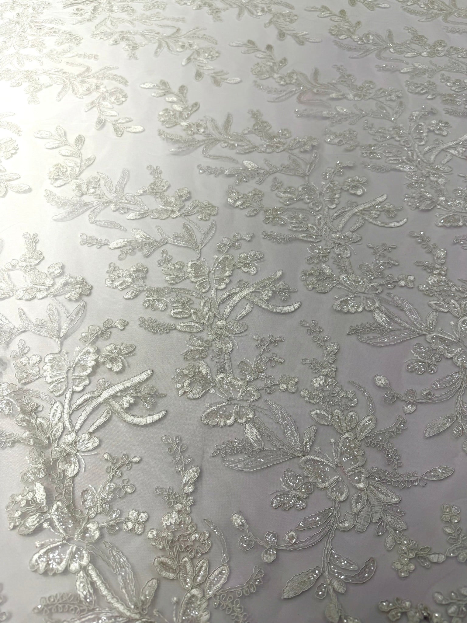 Corded Lace with Butterfly Embroidery and Sequin on Mesh 54" Wide | VIP Textile Inc.