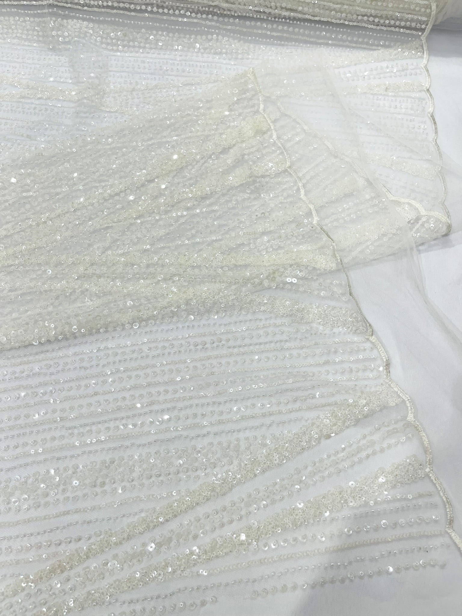 Geometric New York Fashion Beaded Lace, By The Yard.