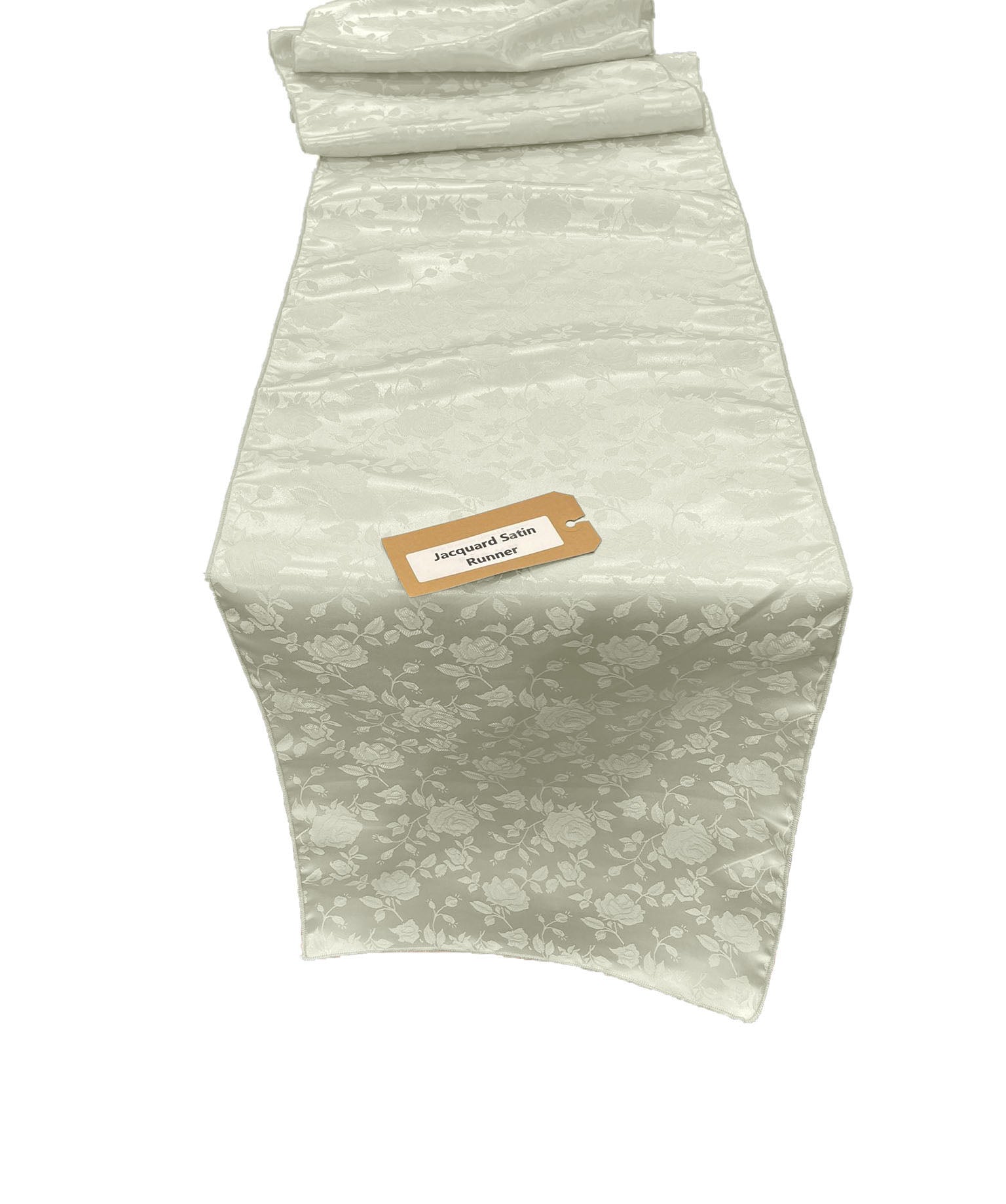 Jacquard Satin Roses Runner, Party Supply / Wedding / Decoration (14" Wide x 120" Long).