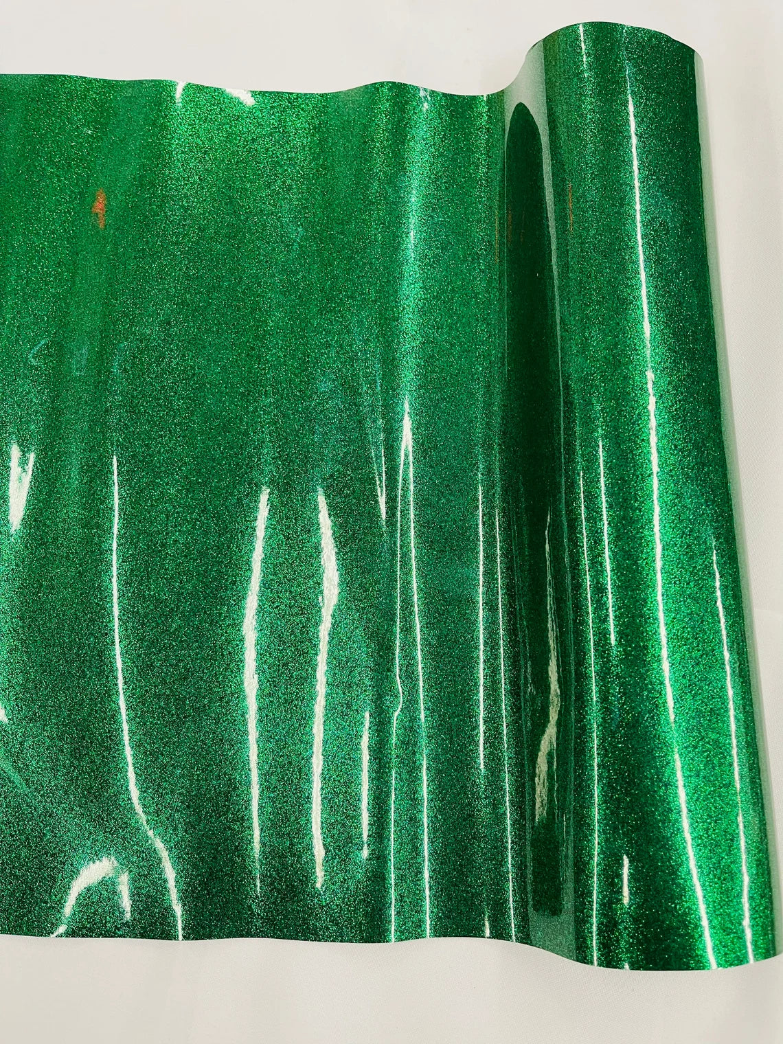 Metallic Glitter Vinyl Fabric - Kelly Green - High Quality Shiny Glitter Vinyl Fabric By Yard