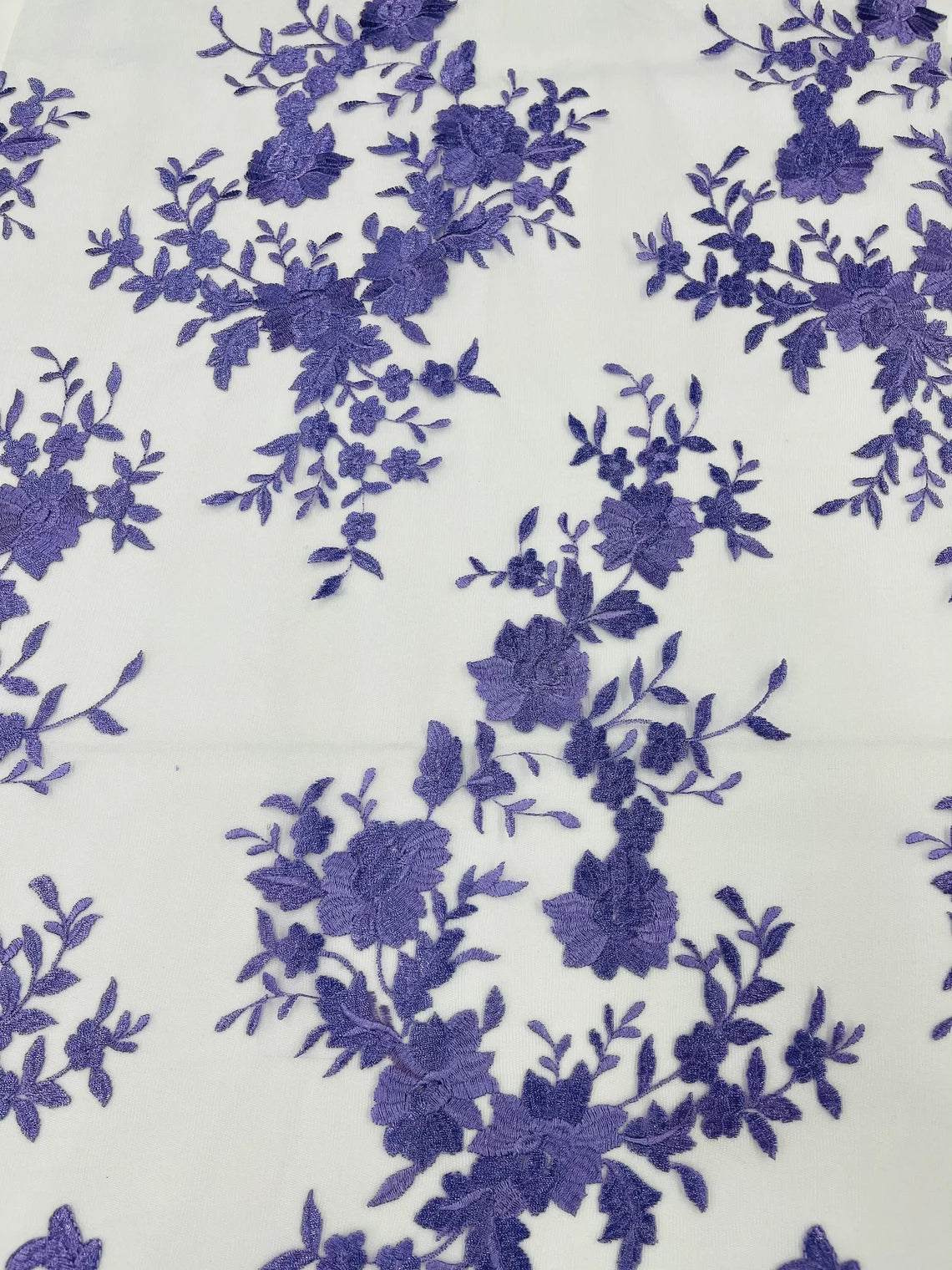 Damask Design Lace Fabric - Lavender - Embroidered Damask Fancy Beautiful Design Lace Fabric By Yard