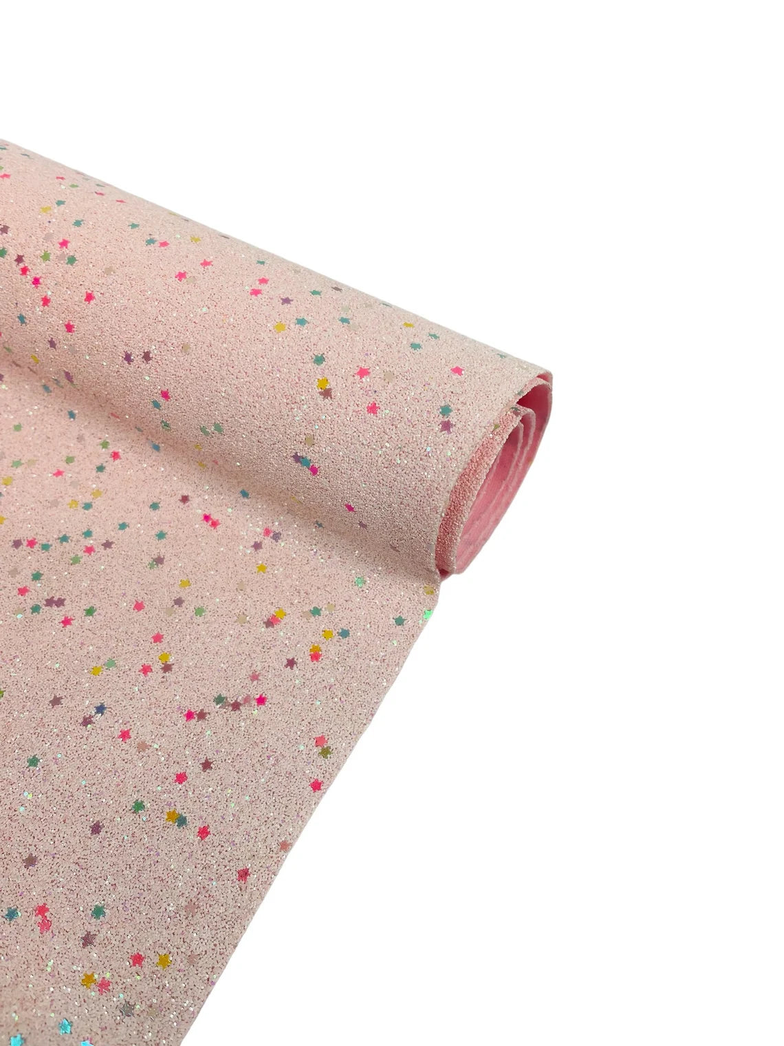 Stardust Shine Glitter Vinyl Fabric - Light Pink - Star Dust Design Glitter Vinyl Fabric Sold By Yard