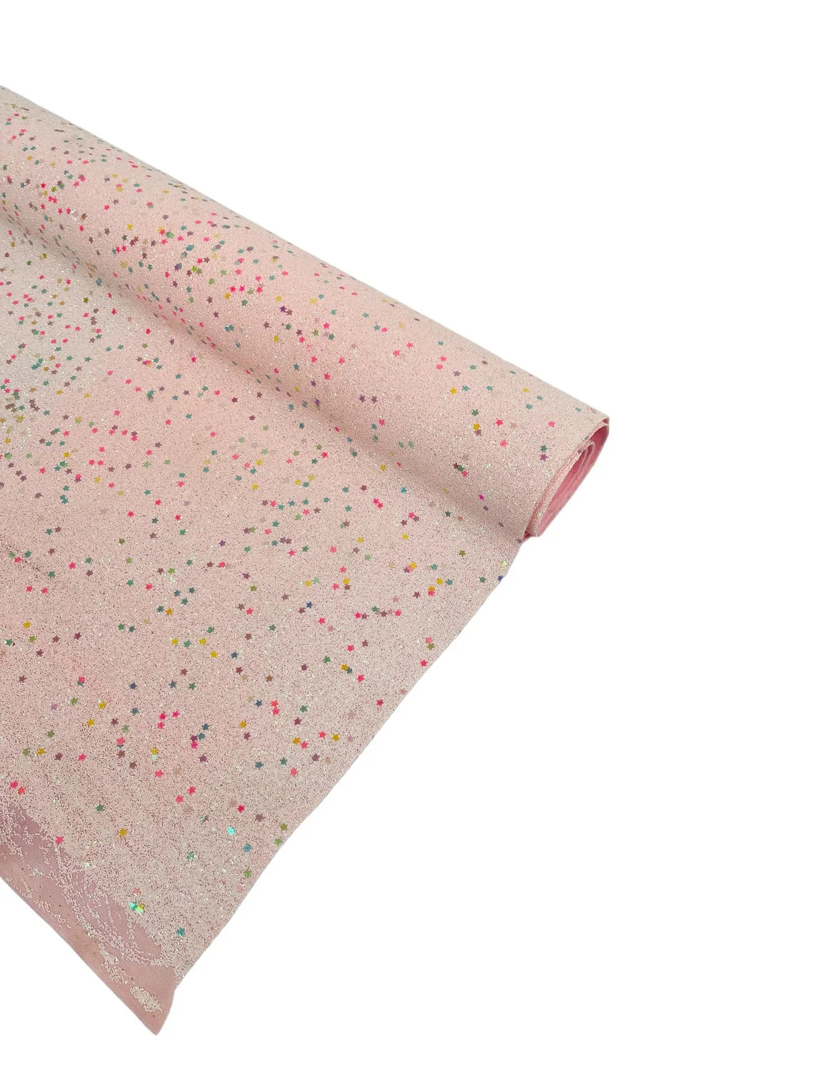 Stardust Shine Glitter Vinyl Fabric - Light Pink - Star Dust Design Glitter Vinyl Fabric Sold By Yard