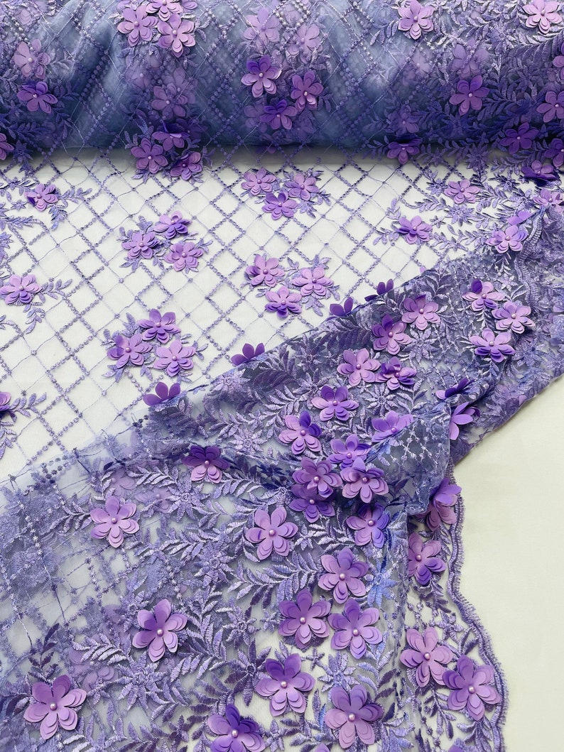 3D FLOWER TRIANGLE NET LACE (by the yard)