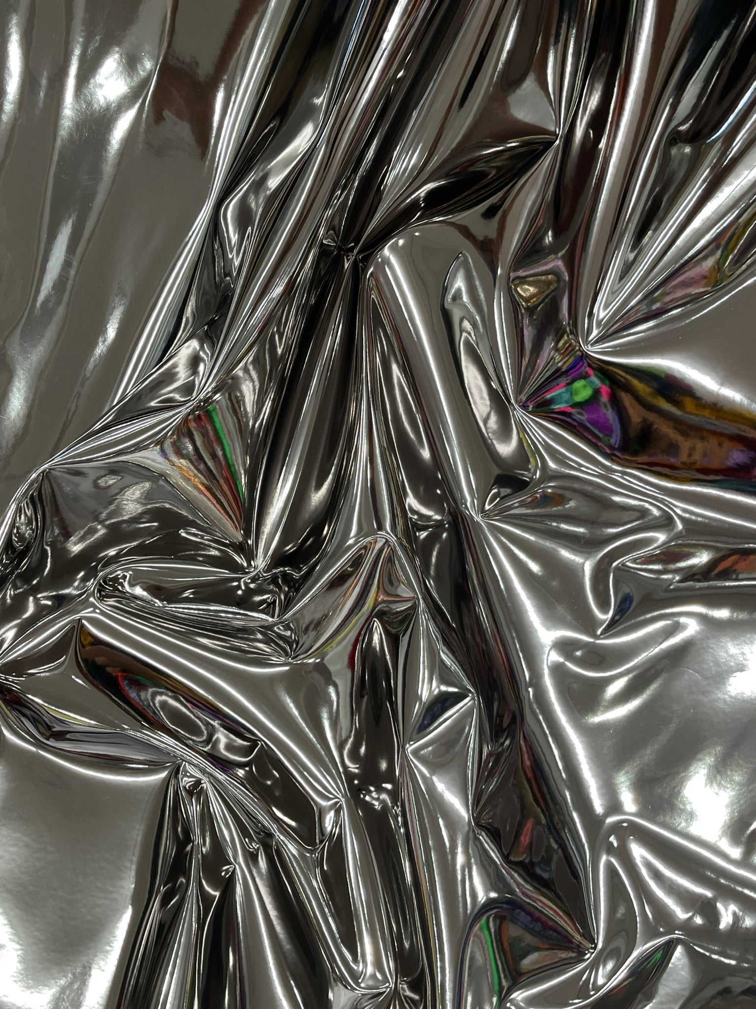 Chrome Mirror Reflective Vinyl Fabric / Crafting Apparel Upholstery Vinyl Fabric 54" Wide
