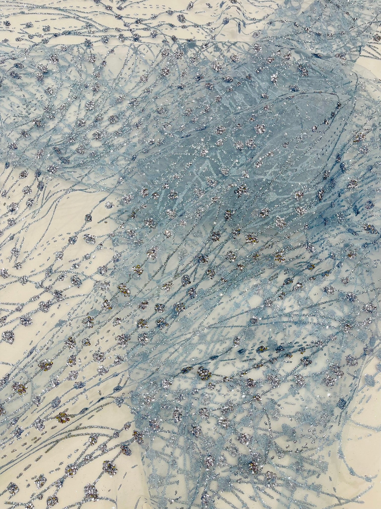 Glitter Galaxy Design On A Mesh Lace Fabric/Prom.