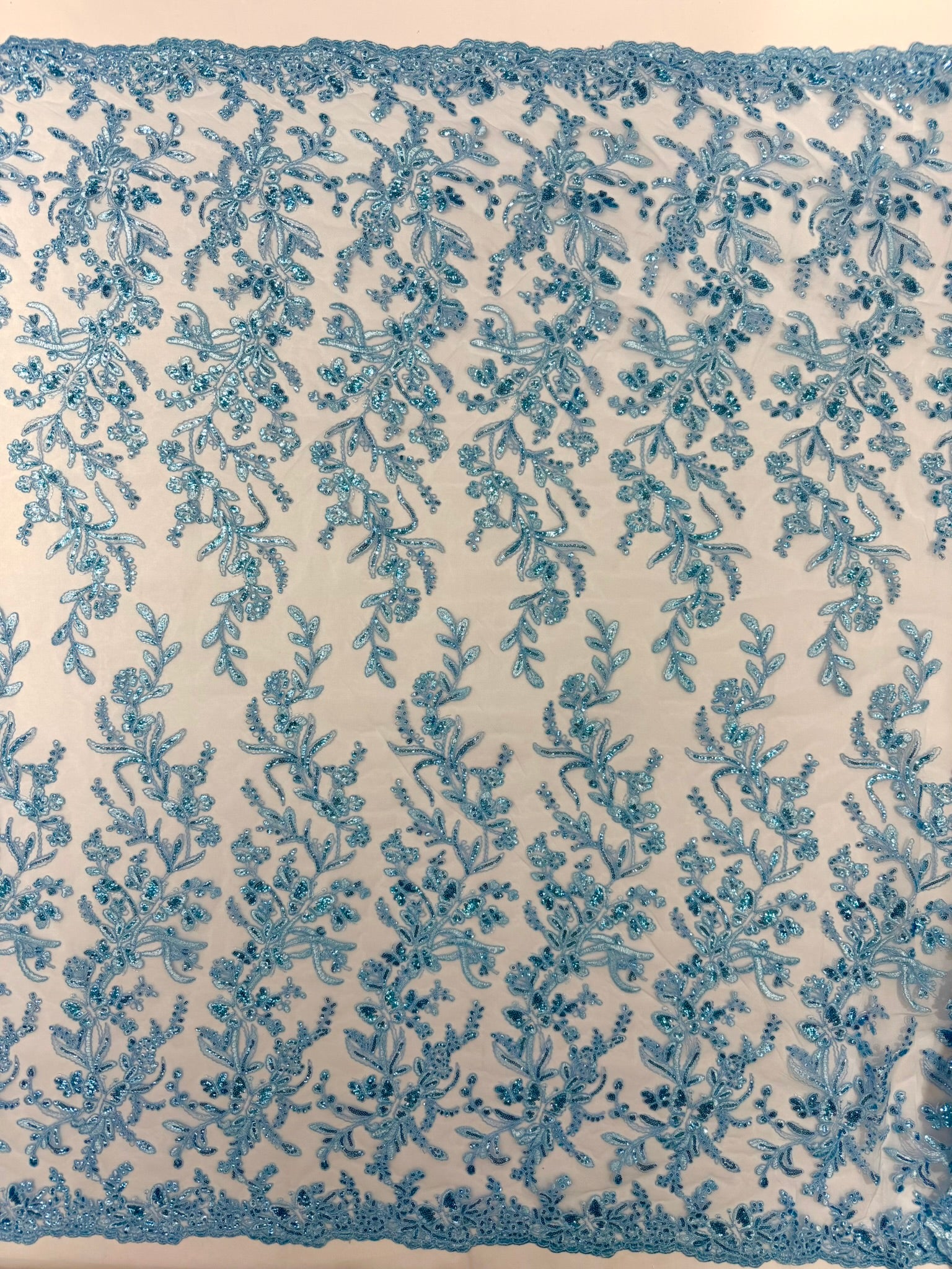 Corded Lace with Butterfly Embroidery and Sequin on Mesh 54" Wide | VIP Textile Inc.