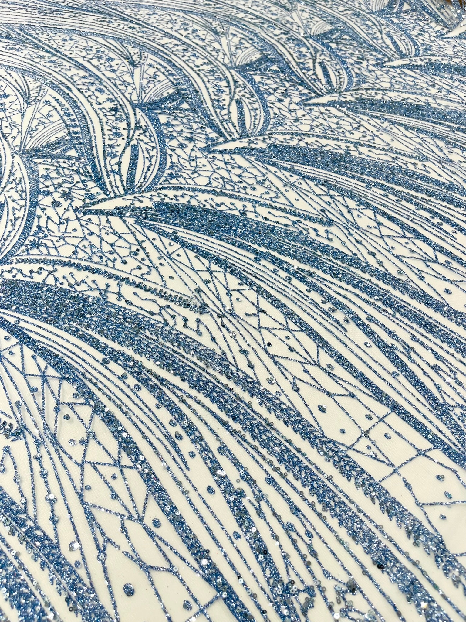 Geometric Fashion Glitter Design On A Mesh Lace Fabric| 58" Wide| Prom Dresses.