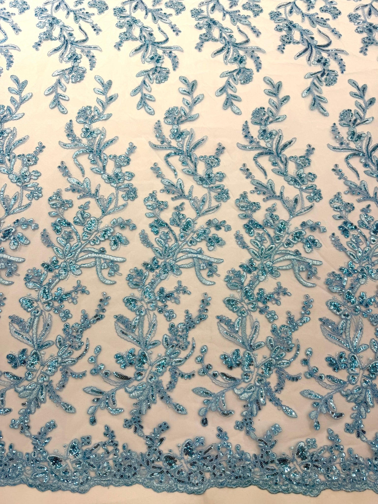 Corded Lace with Butterfly Embroidery and Sequin on Mesh 54" Wide | VIP Textile Inc.