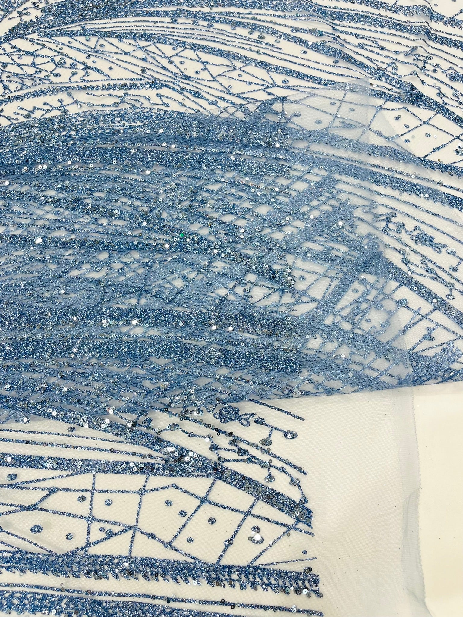 Geometric Fashion Glitter Design On A Mesh Lace Fabric| 58" Wide| Prom Dresses.