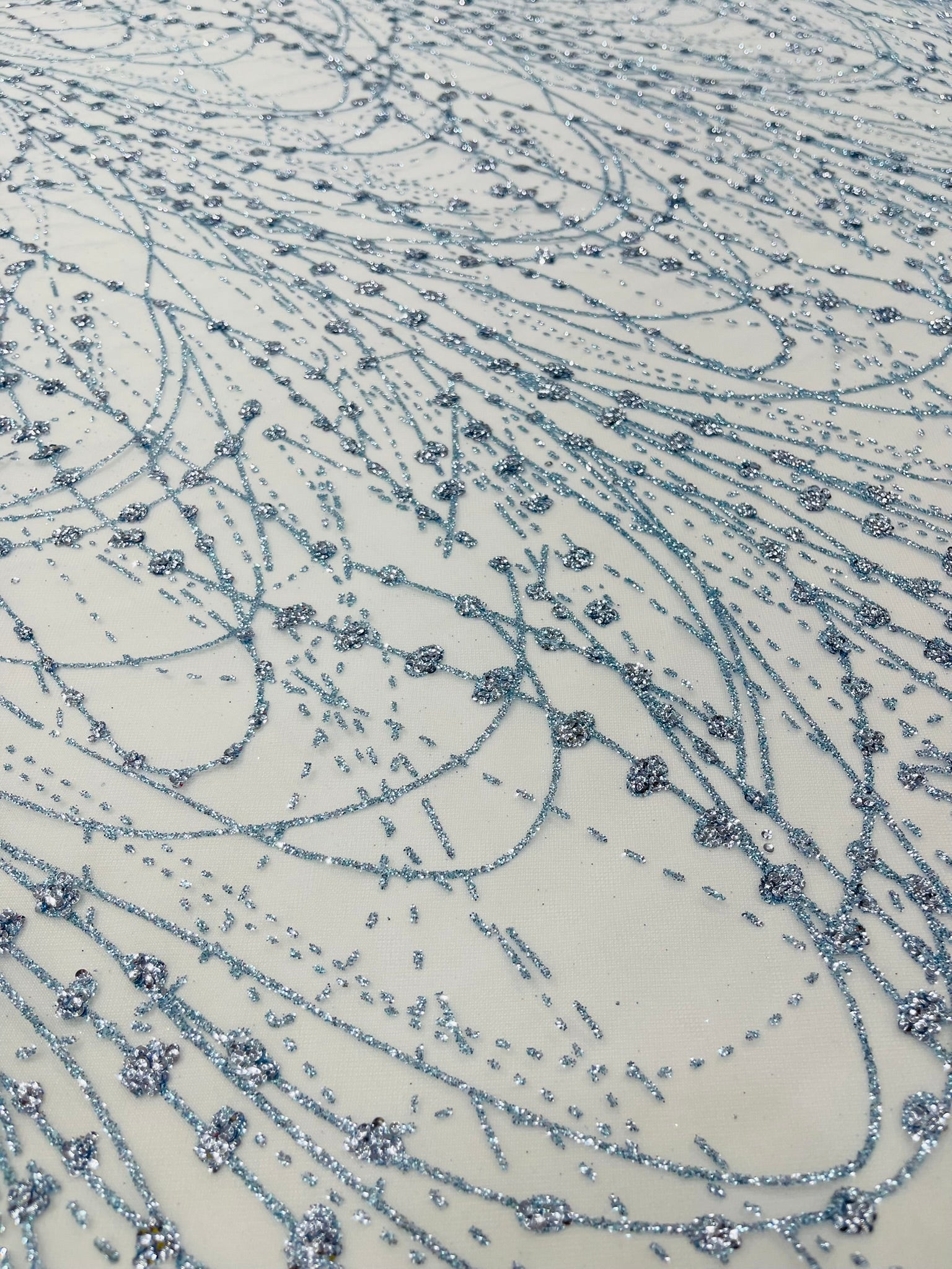 Glitter Galaxy Design On A Mesh Lace Fabric/Prom.