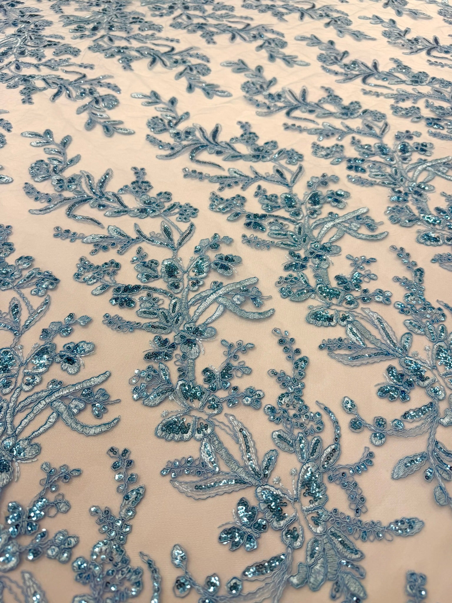Corded Lace with Butterfly Embroidery and Sequin on Mesh 54" Wide | VIP Textile Inc.