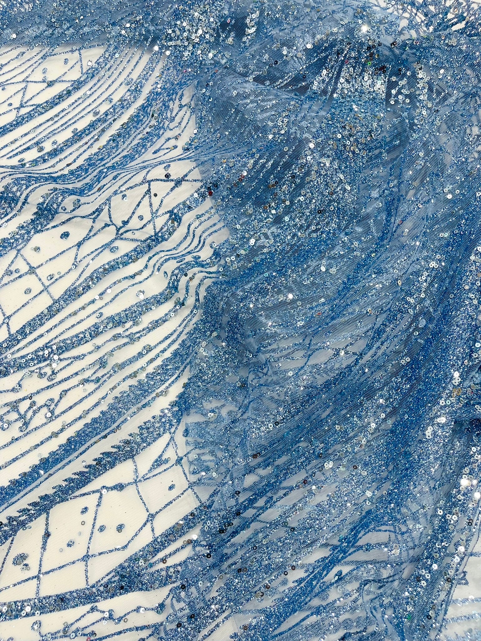 Geometric Fashion Glitter Design On A Mesh Lace Fabric| 58" Wide| Prom Dresses.