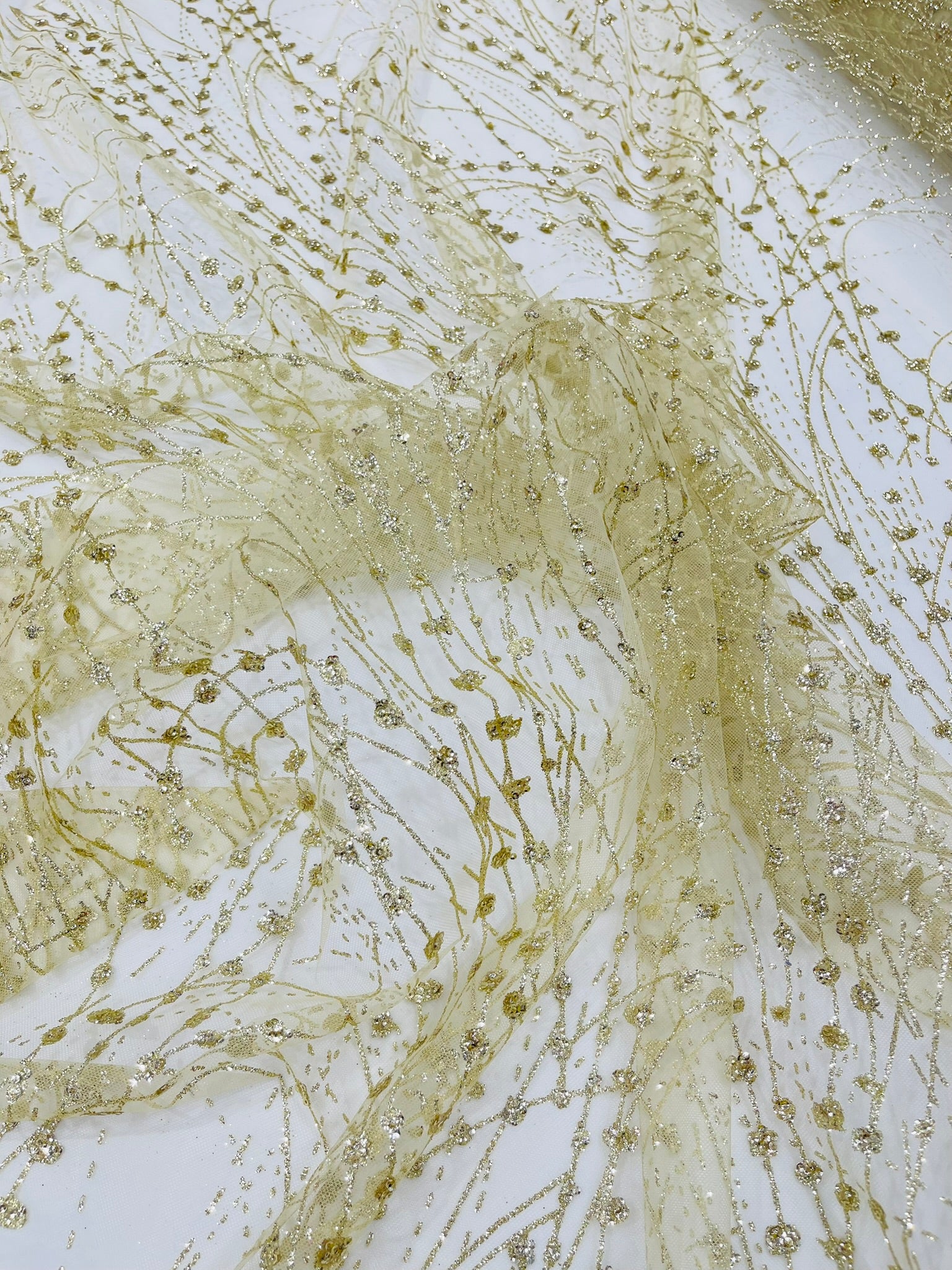 Glitter Galaxy Design On A Mesh Lace Fabric/Prom.