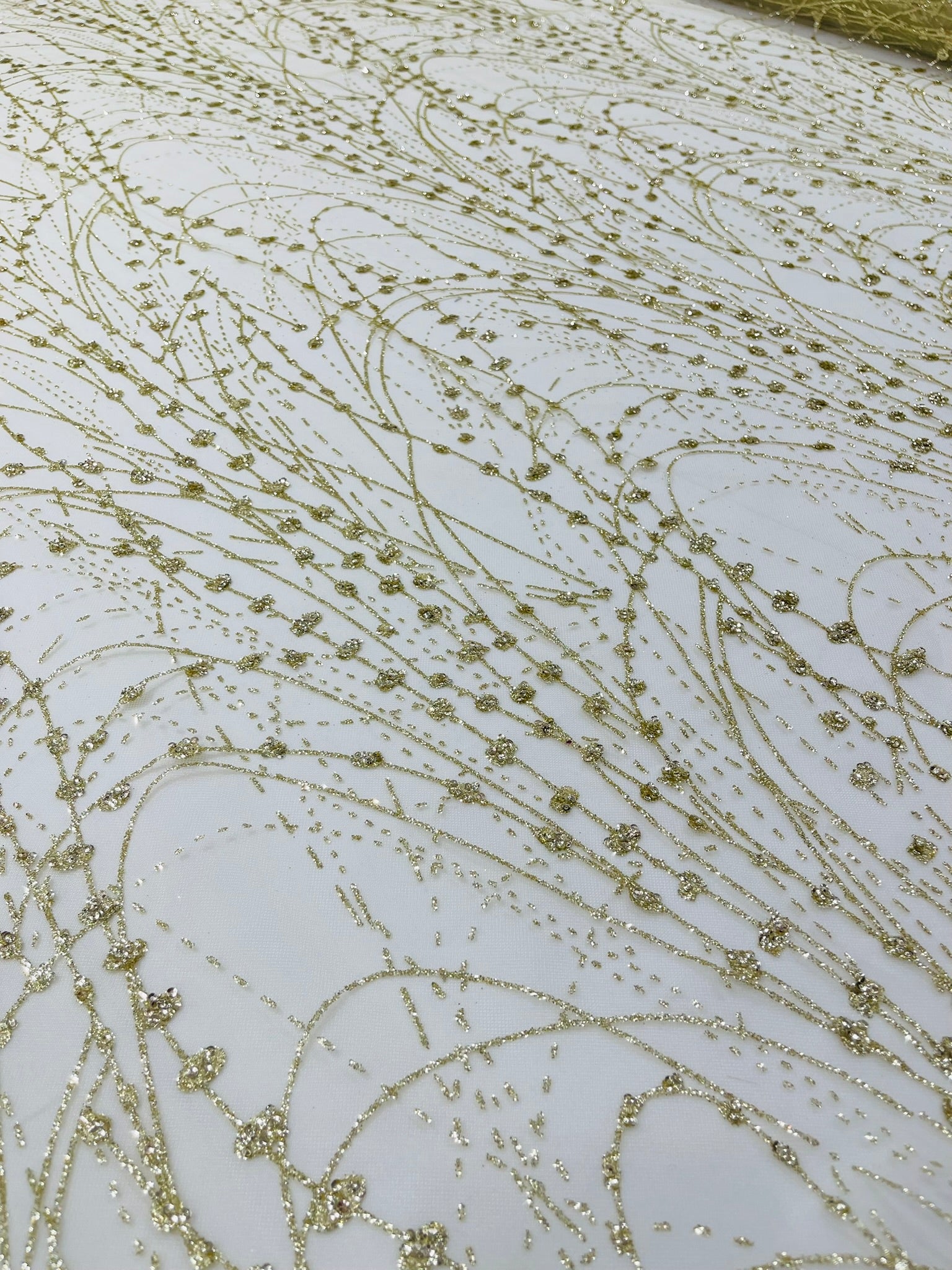 Glitter Galaxy Design On A Mesh Lace Fabric/Prom.
