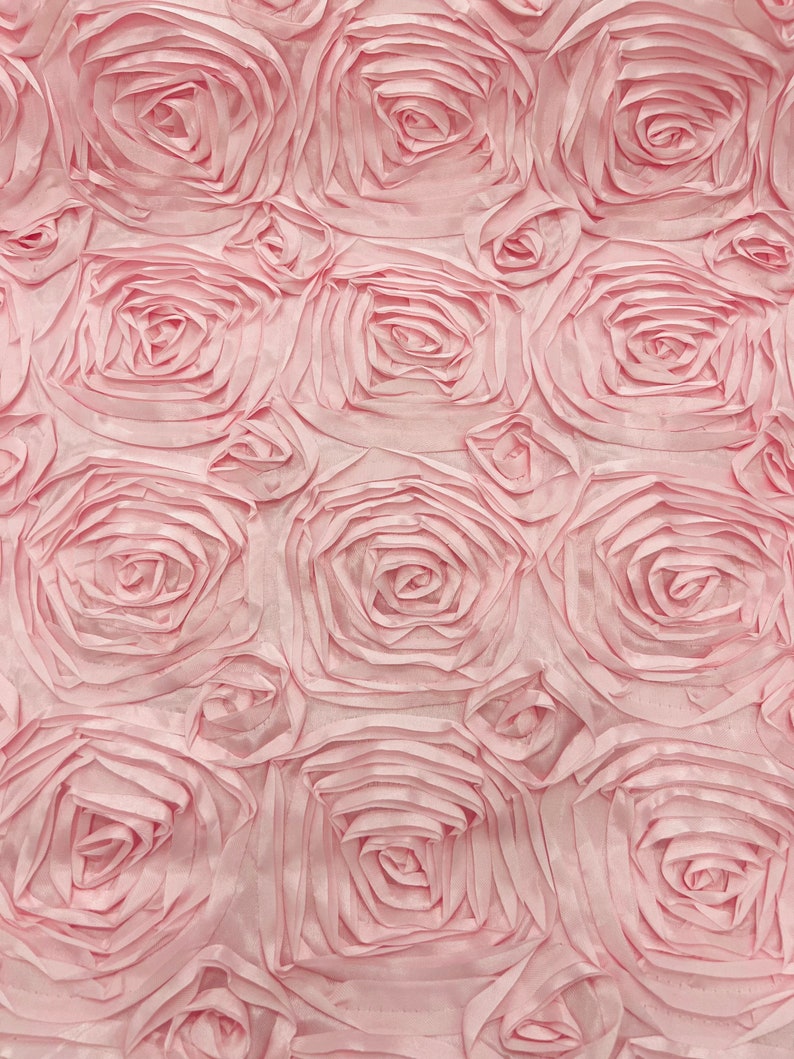 3D Rose Satin Rosette Fabric - High Quality Roses Design on Satin Fabric By The Yard